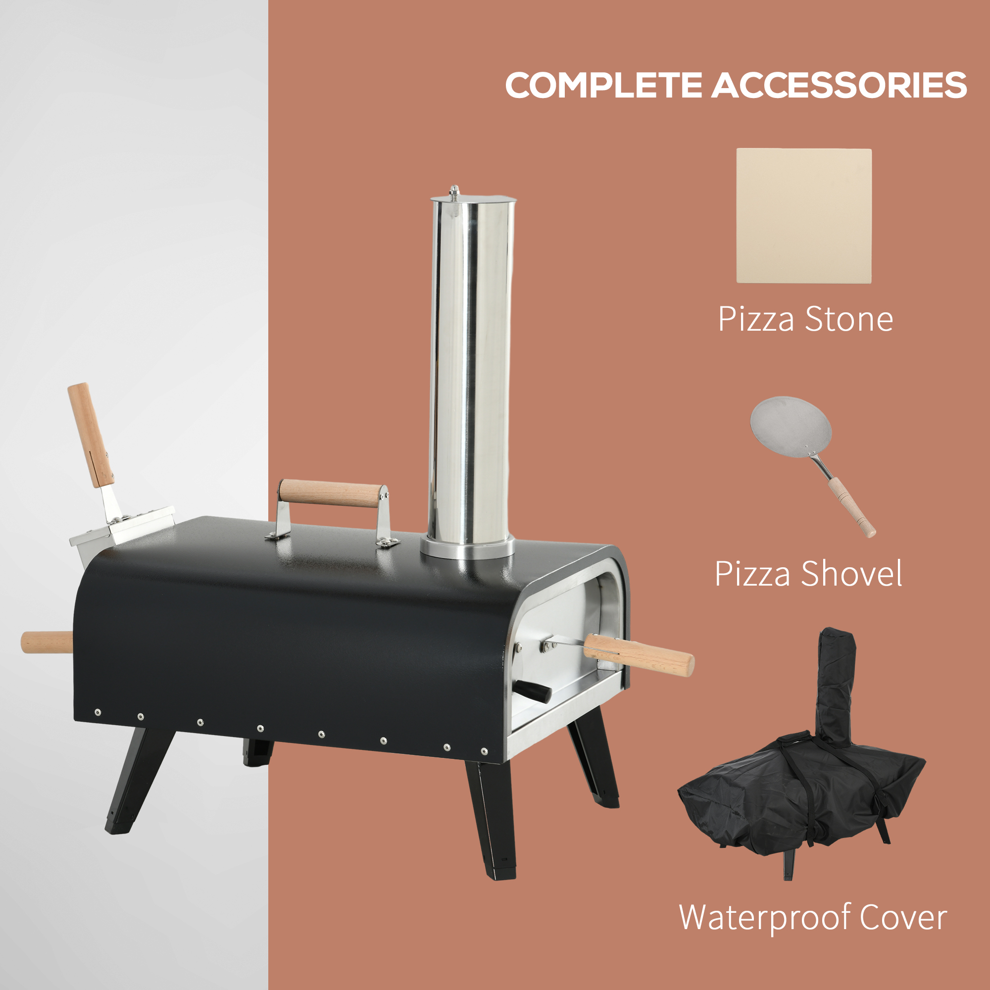 Outsunny Wood Fired Pizza Oven Stainless Steel Pizza Maker with