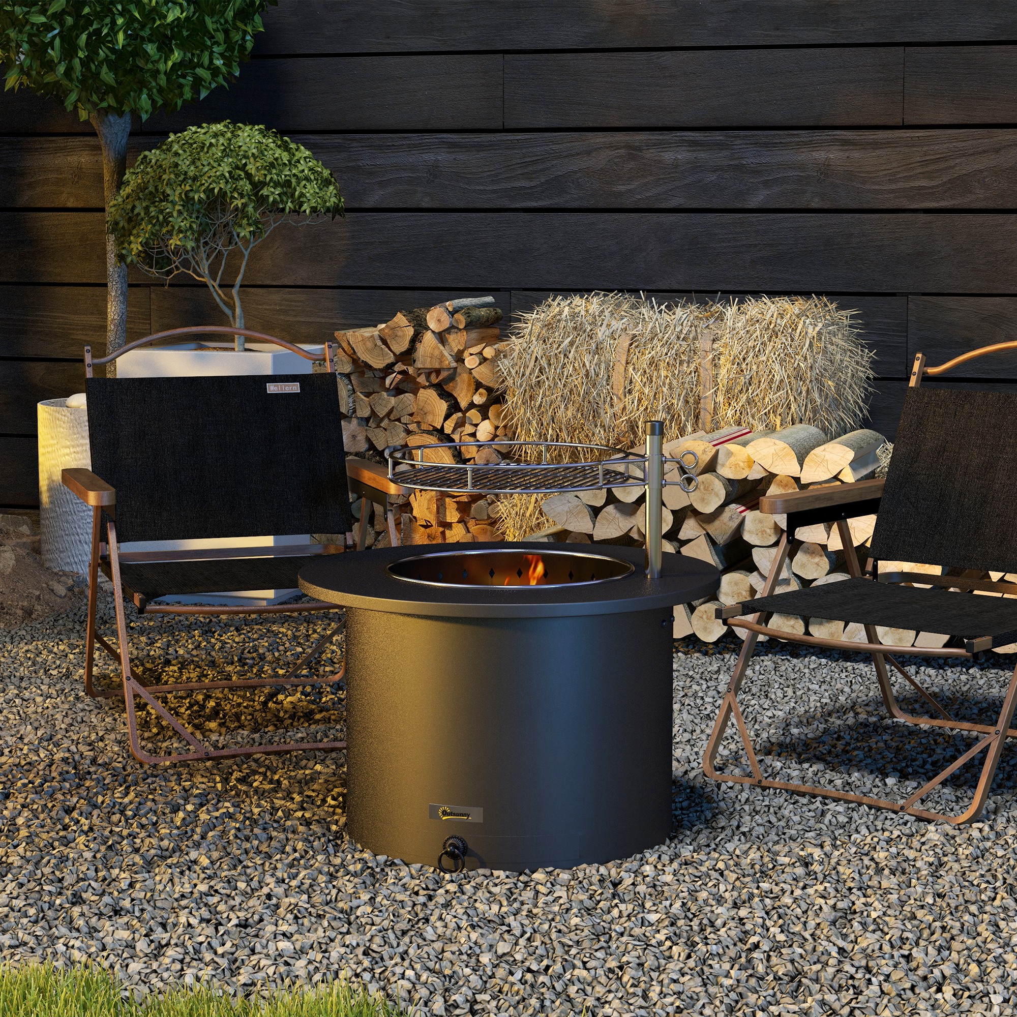 Outsunny 2-in-1 Smokeless Firepit, Stainless Steel Bonfire Stove
