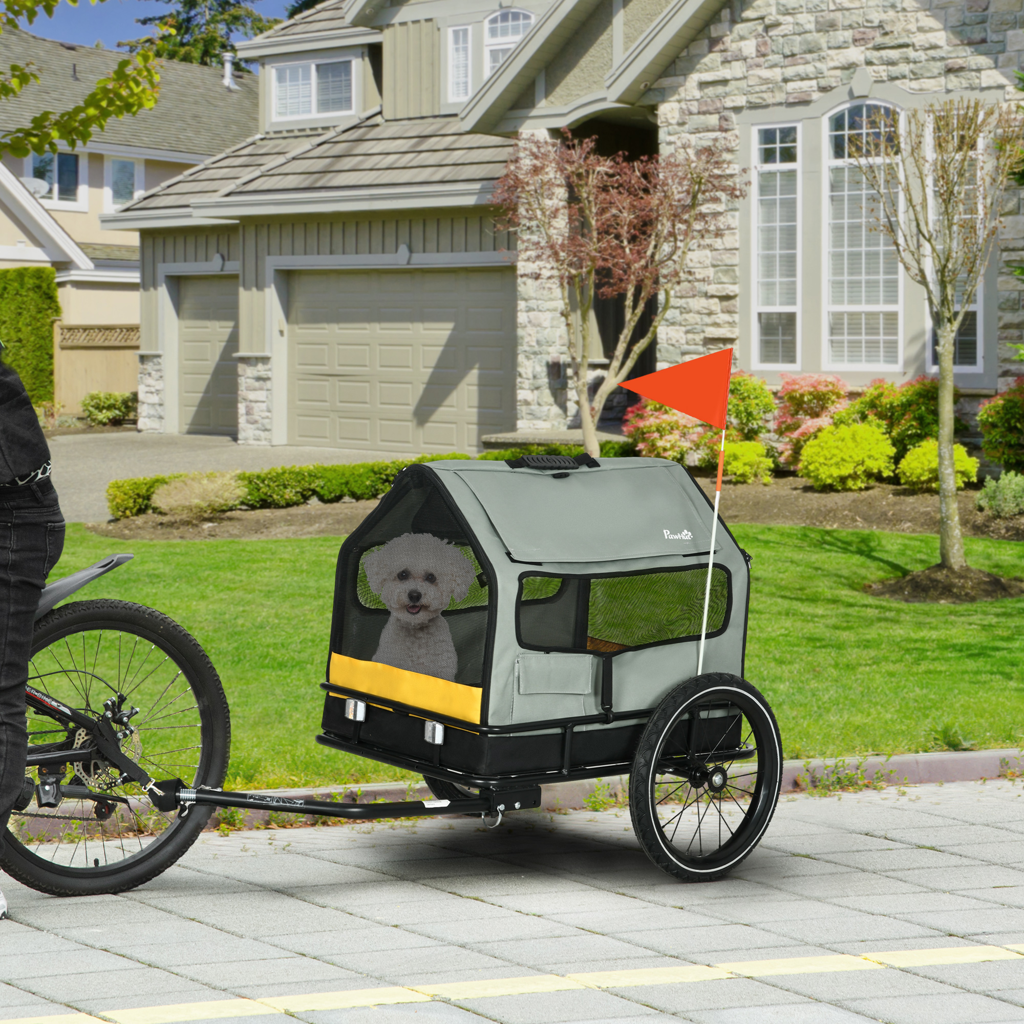 Aosom 3 in 1 Dog Bike Trailer, Pet Cargo, Pet Bed with Safety Leash, Hitch, Quick-Release Wheels, Cushion for Small Dogs Aosom Canada