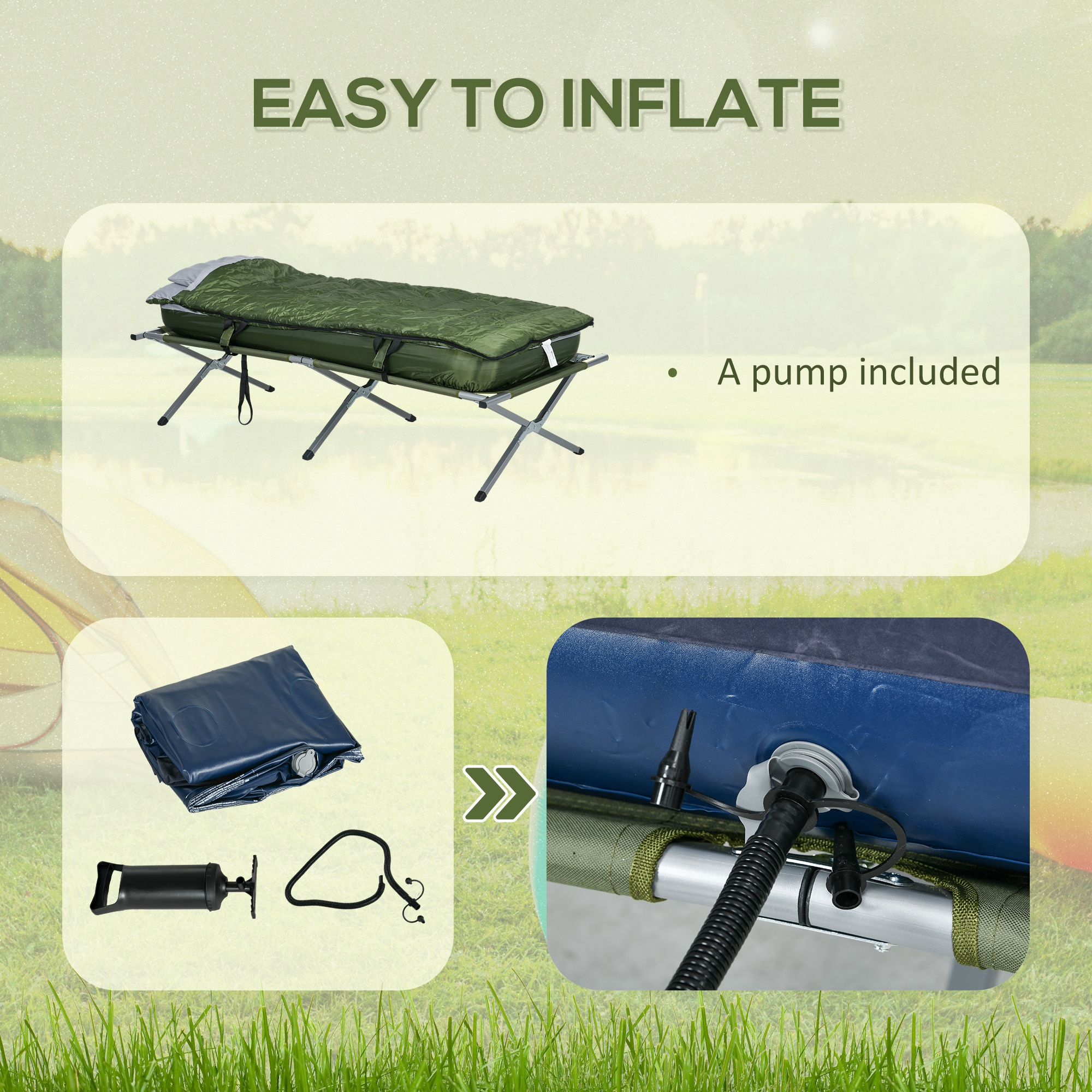 Outsunny 2 Person Foldable Camping Cot, Portable Outdoor With Sleeping