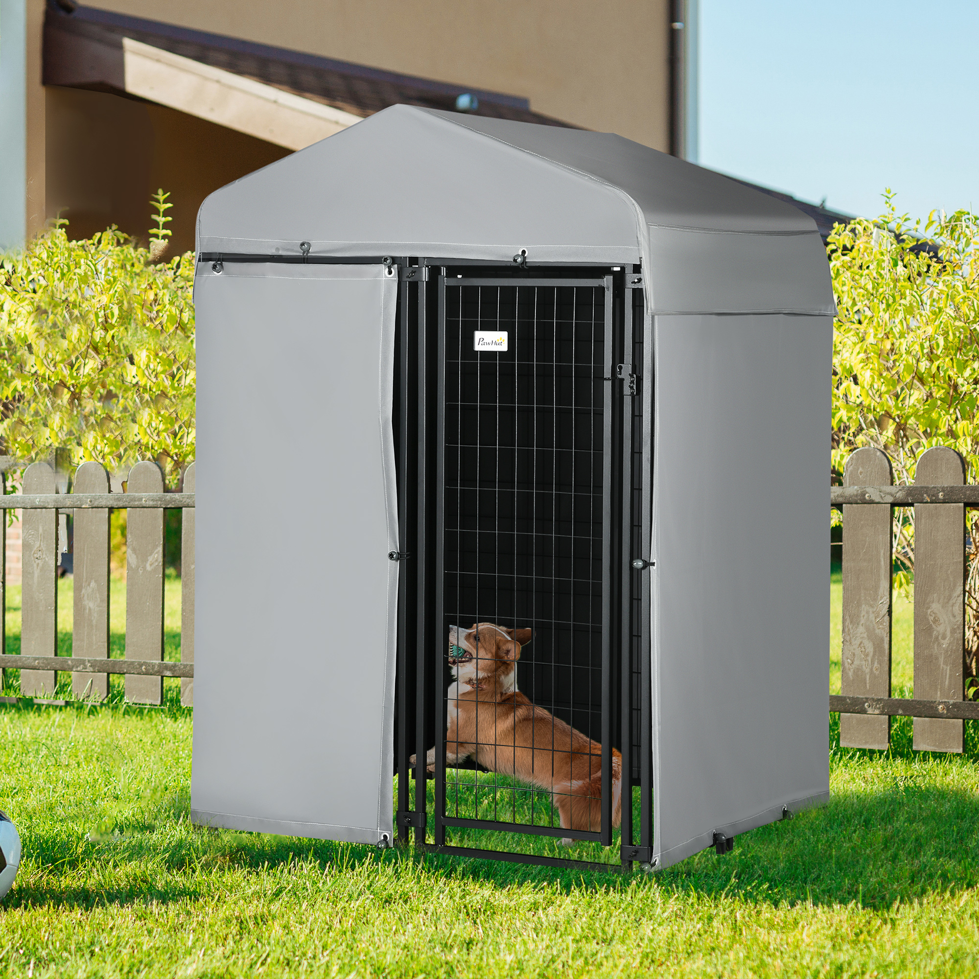 Picture Idea: Pawhut 4 X 4 Dog Kennel Outdoor With Outside Enclosure