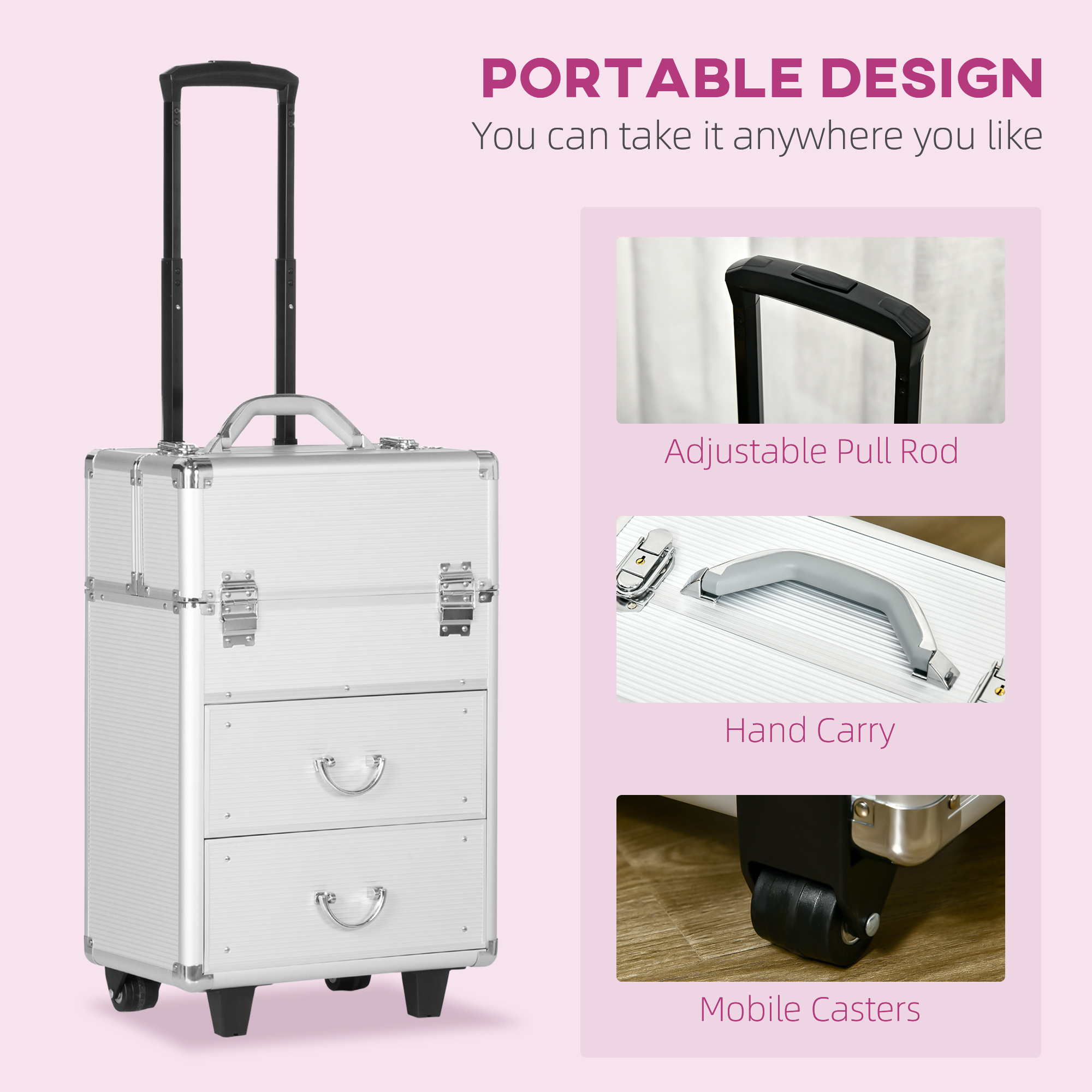 Cosmetic Storage Mobile Hairdressing Trolley Case Salon Trolley