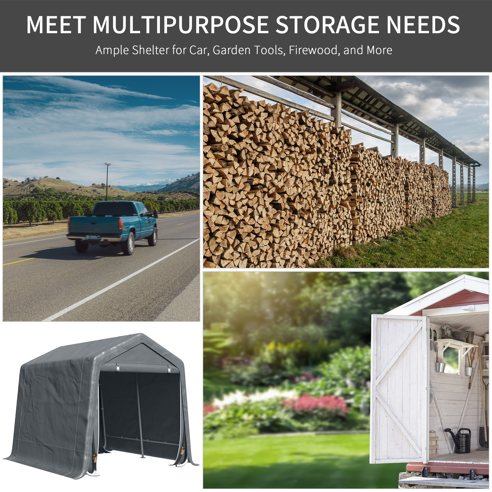 Outsunny 7.9' x 6.6' Garden Storage Tent, Heavy Duty Bike