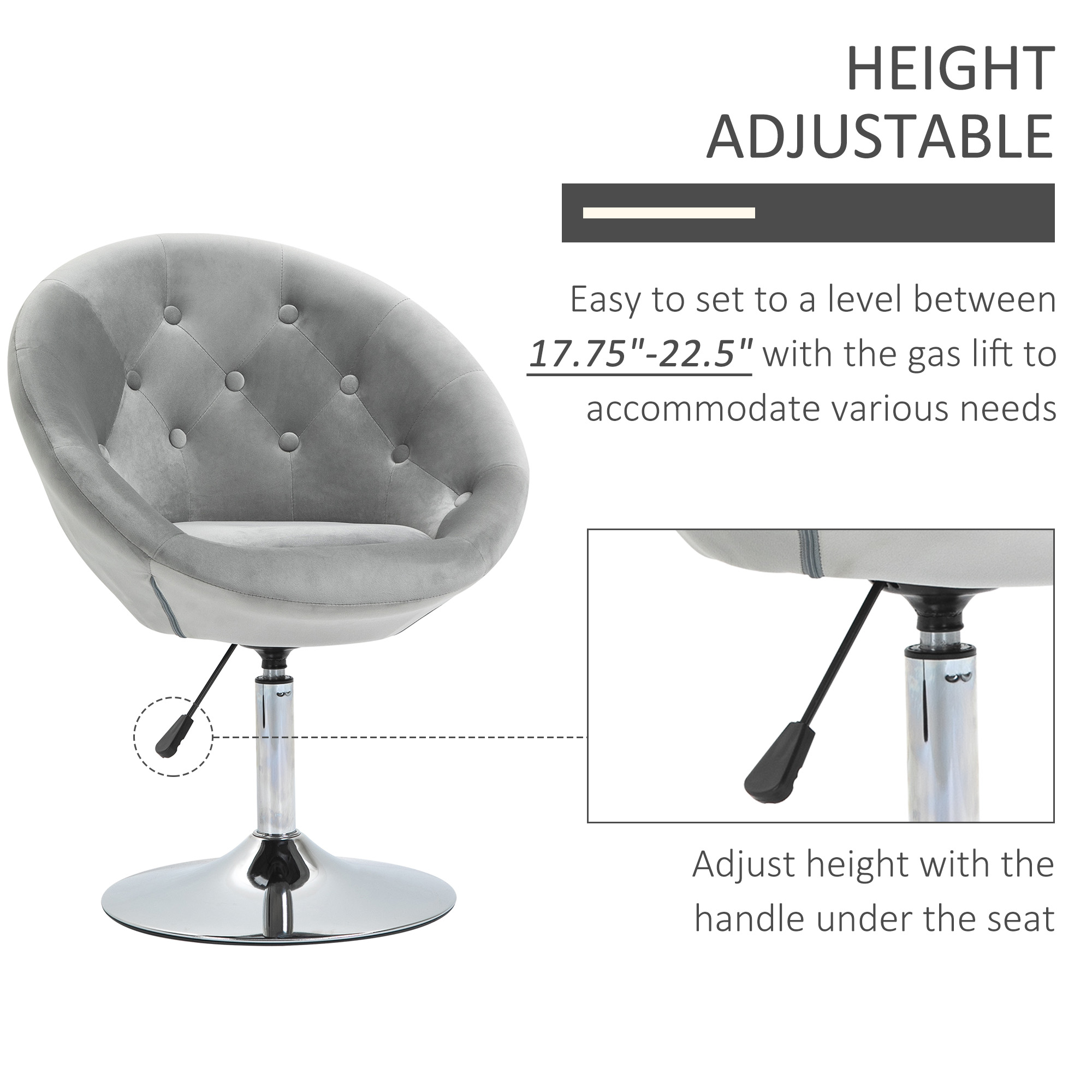 Homcom Makeup Vanity Chair Grey