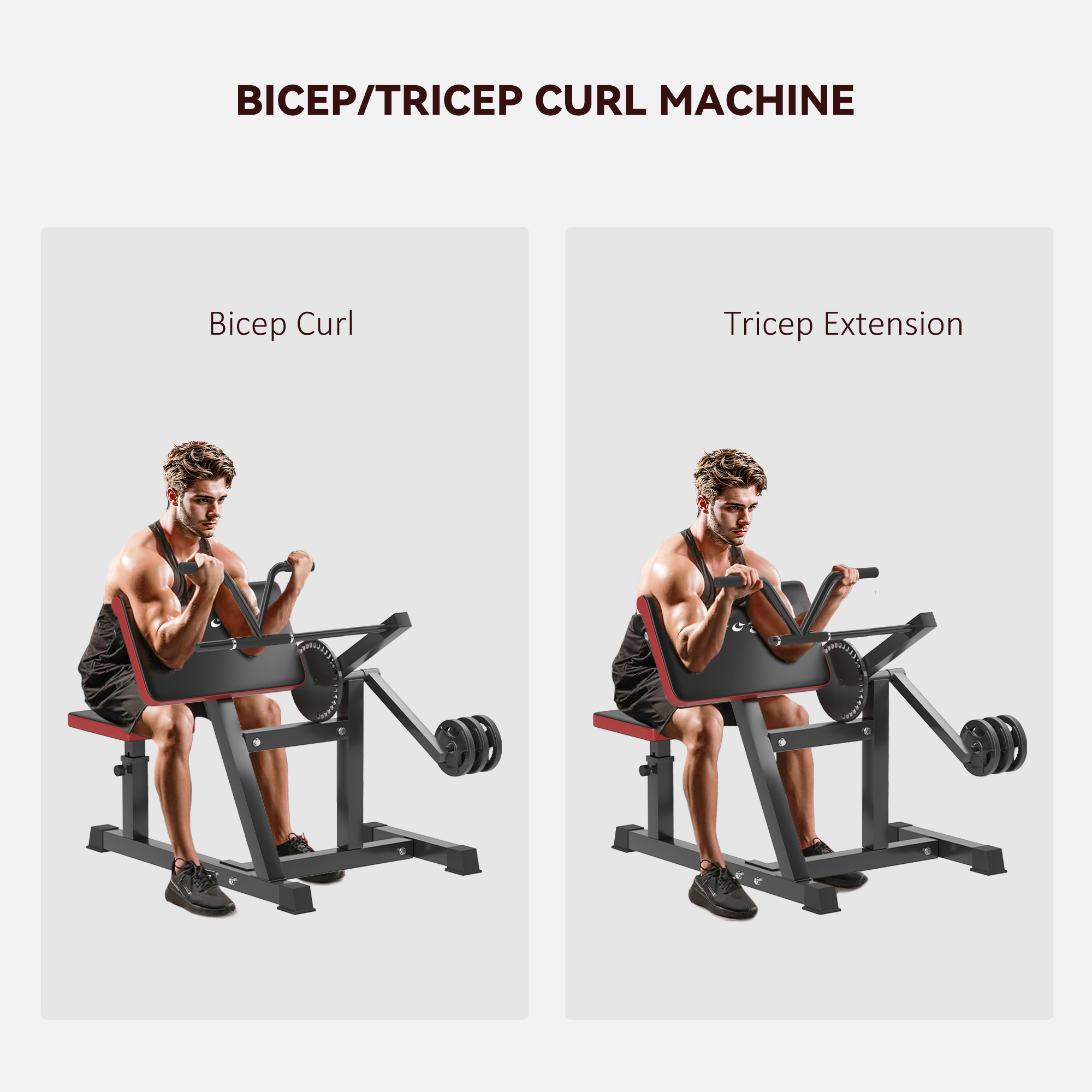 Soozier 2-In-1 Bicep Preacher Curl Bench Bicep Curl Machine with