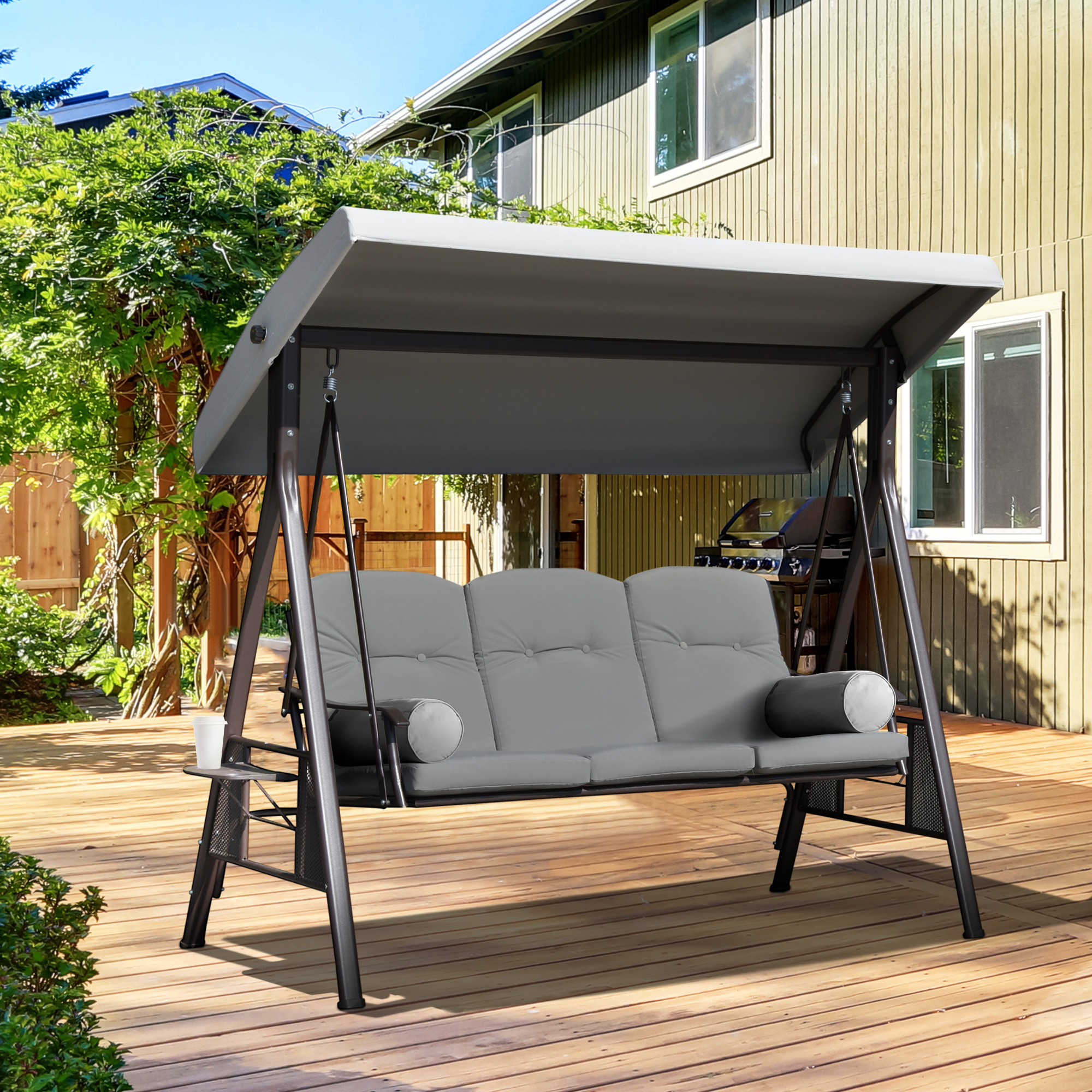 【Adul】PATIO Outsunny 8 Pieces Patio Table Set, Mixed-Grey | The Home