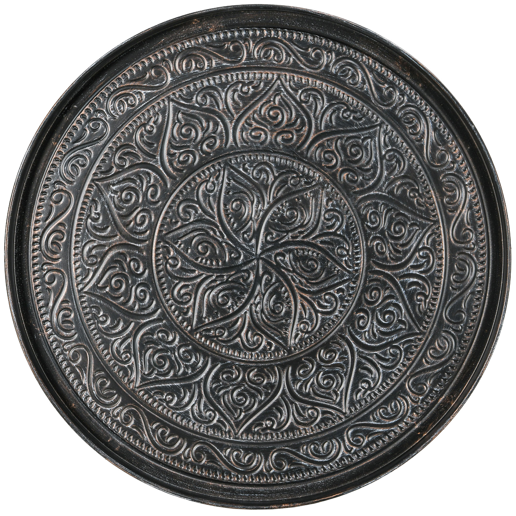 HOMCOM Cafe Table for Living Room, 24" Round Center Table with Hammered Tray Top and Metal Frame for Bedroom, Pewter 7