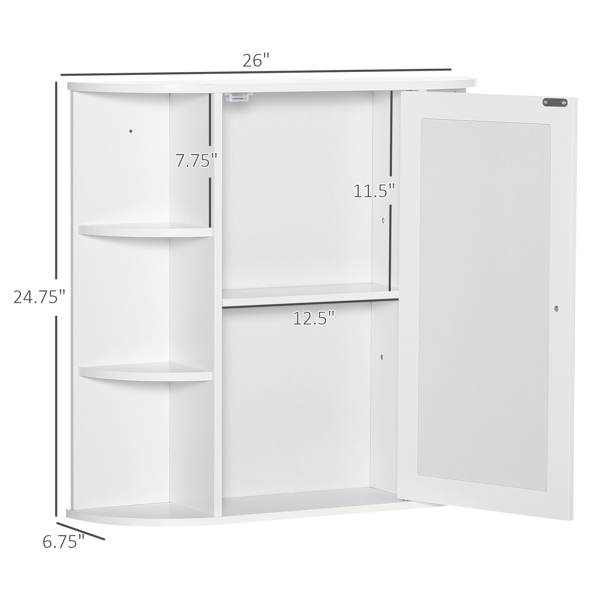 HOMCOM Bathroom Storage Cabinet Over-the-Sink Organizer with Mirrored Door White | Aosom.com 1