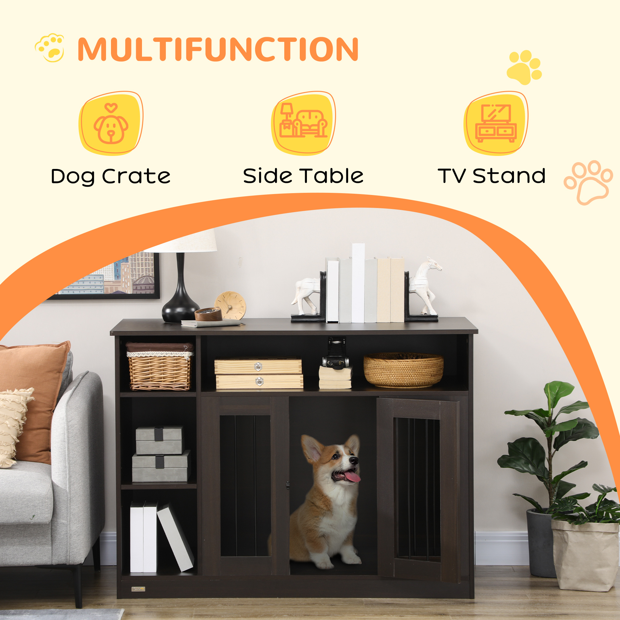 dog&co 　POINT-H PawHut Dog Crate Furniture with Storage Space, Dog Kennel