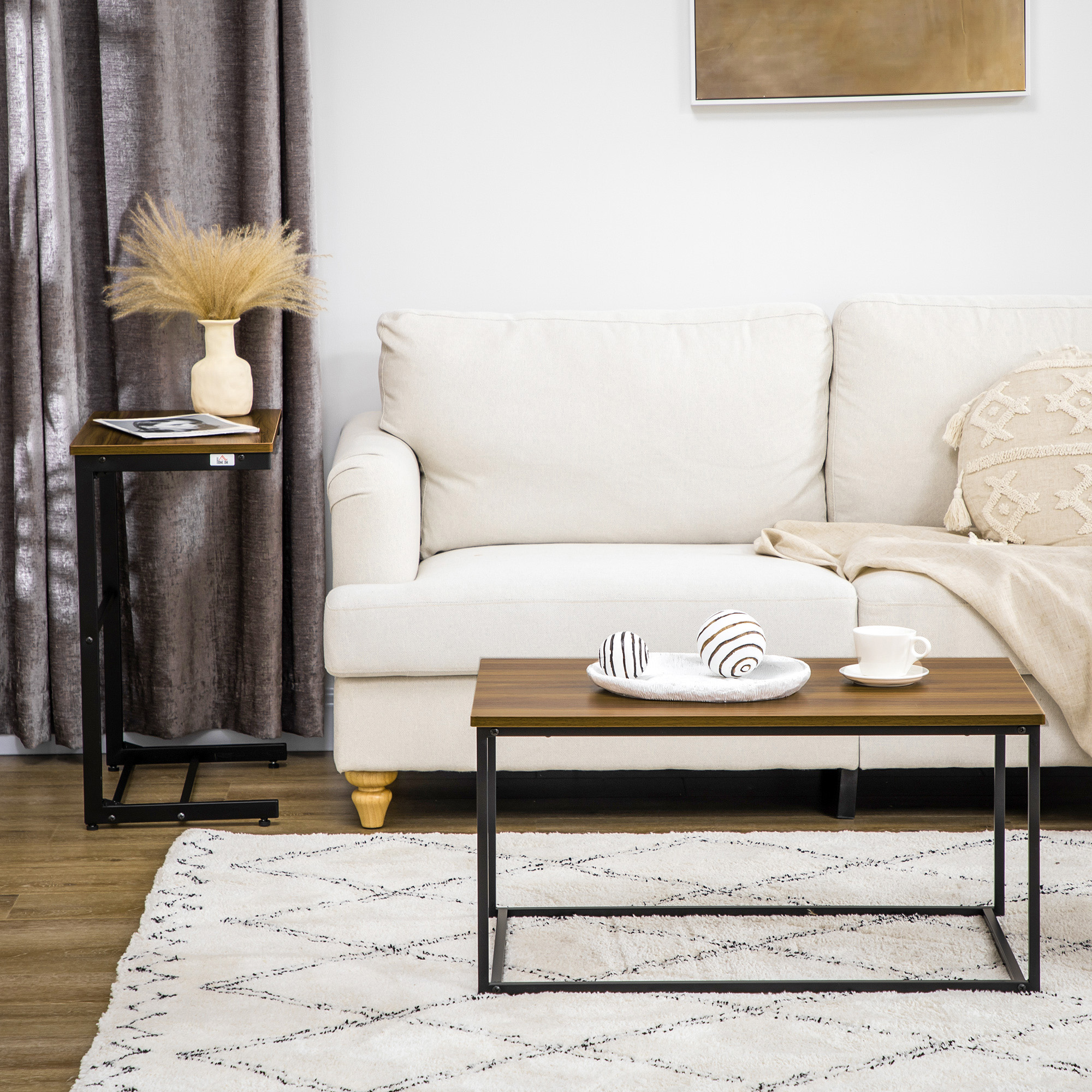 HOMCOM Nesting Tables Set of 2 Industrial Style Metal Frame Living Room | Aosom.com 5