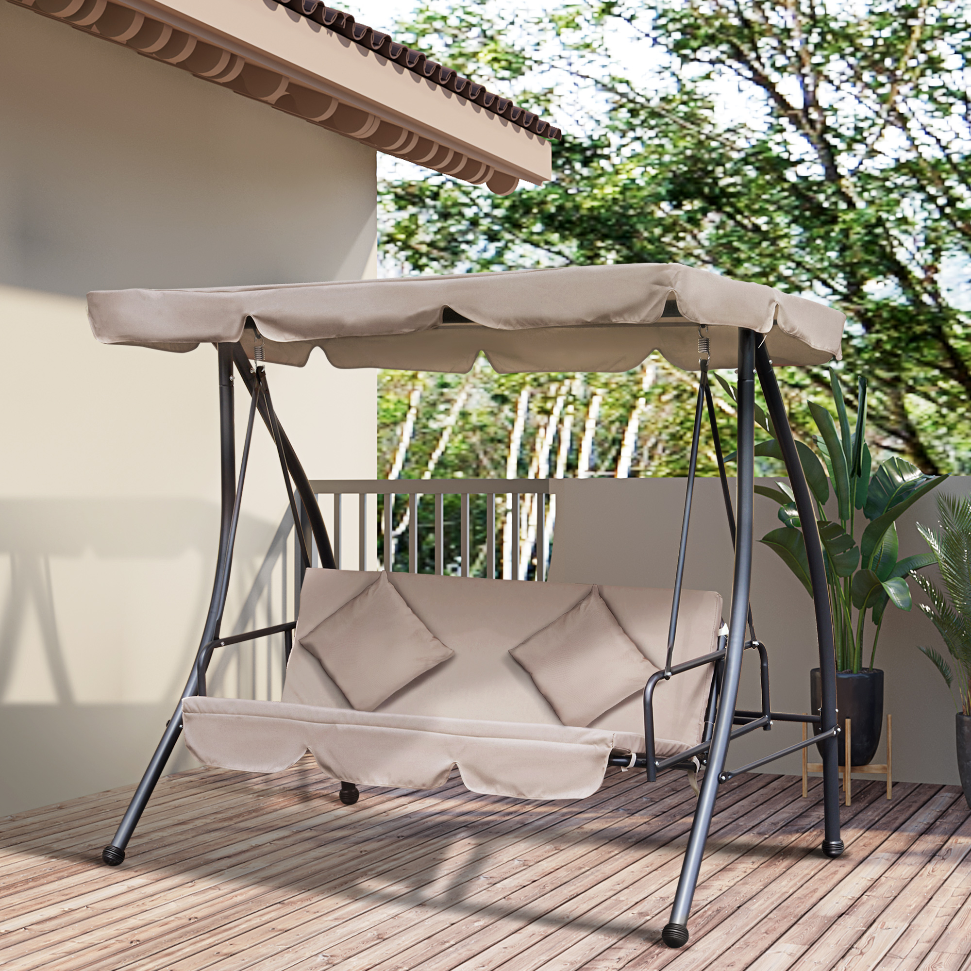 Outsunny Convertible Patio Swing Chair 3 Person Hammock