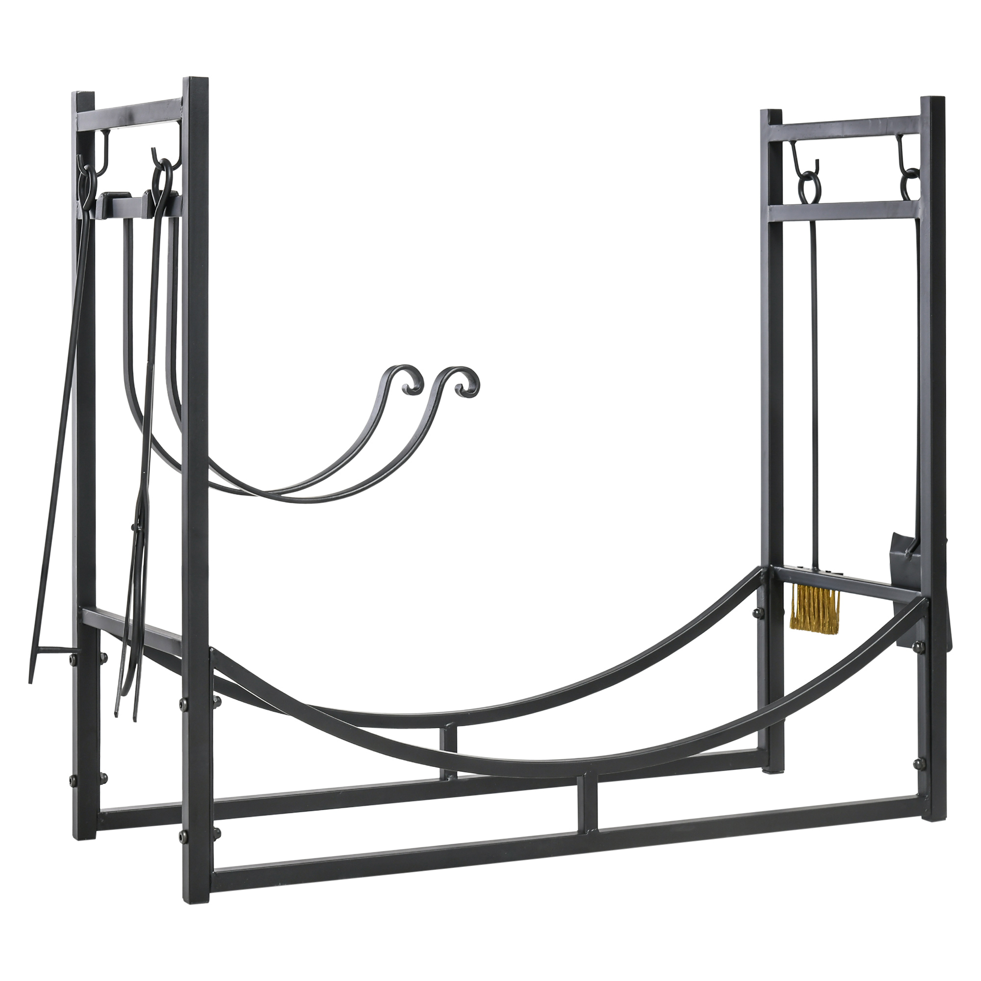 Outsunny Firewood Log Rack Holder with Fireplace Tools