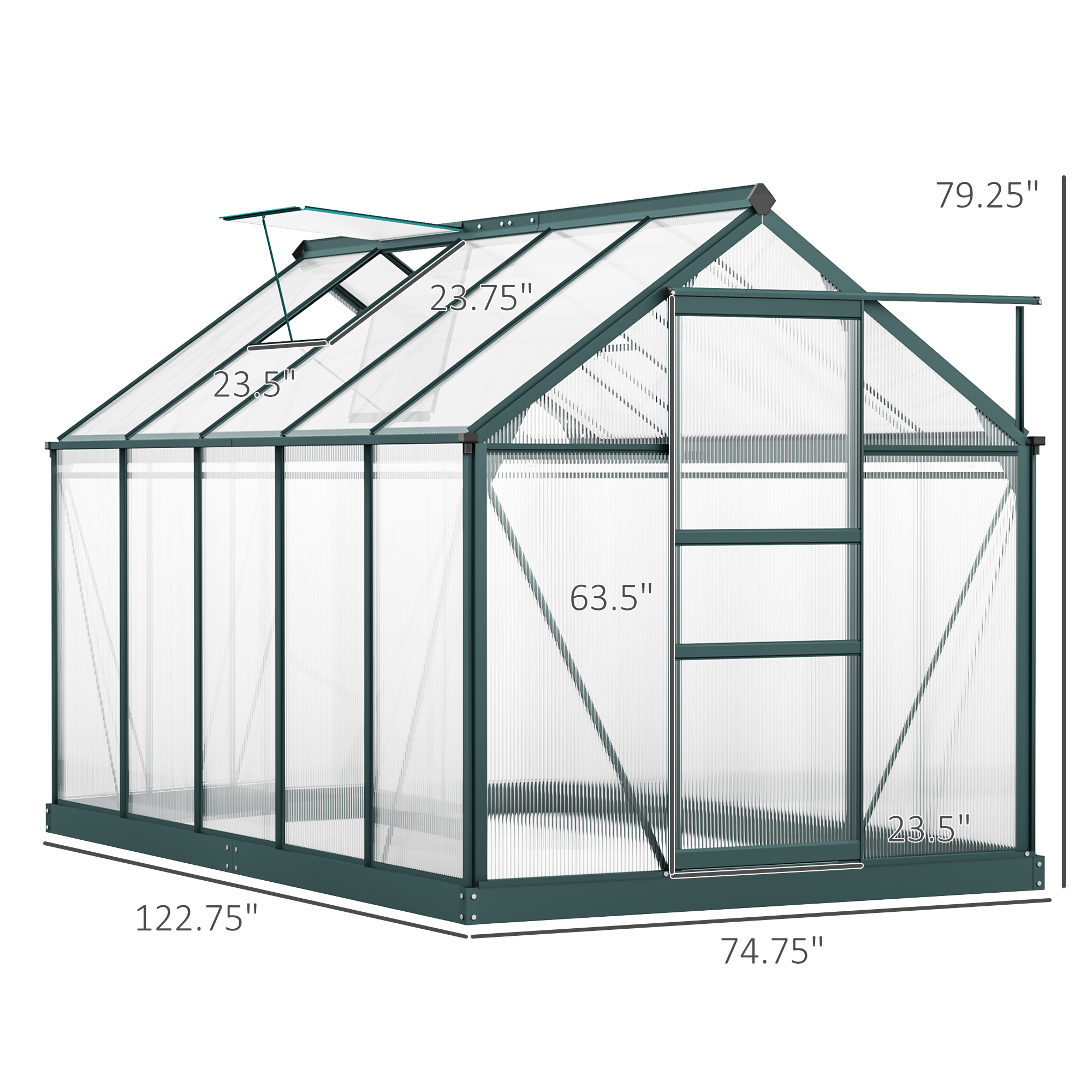 Outsunny 10' x 6' x 7' Aluminum Polycarbonate Walk-In Garden