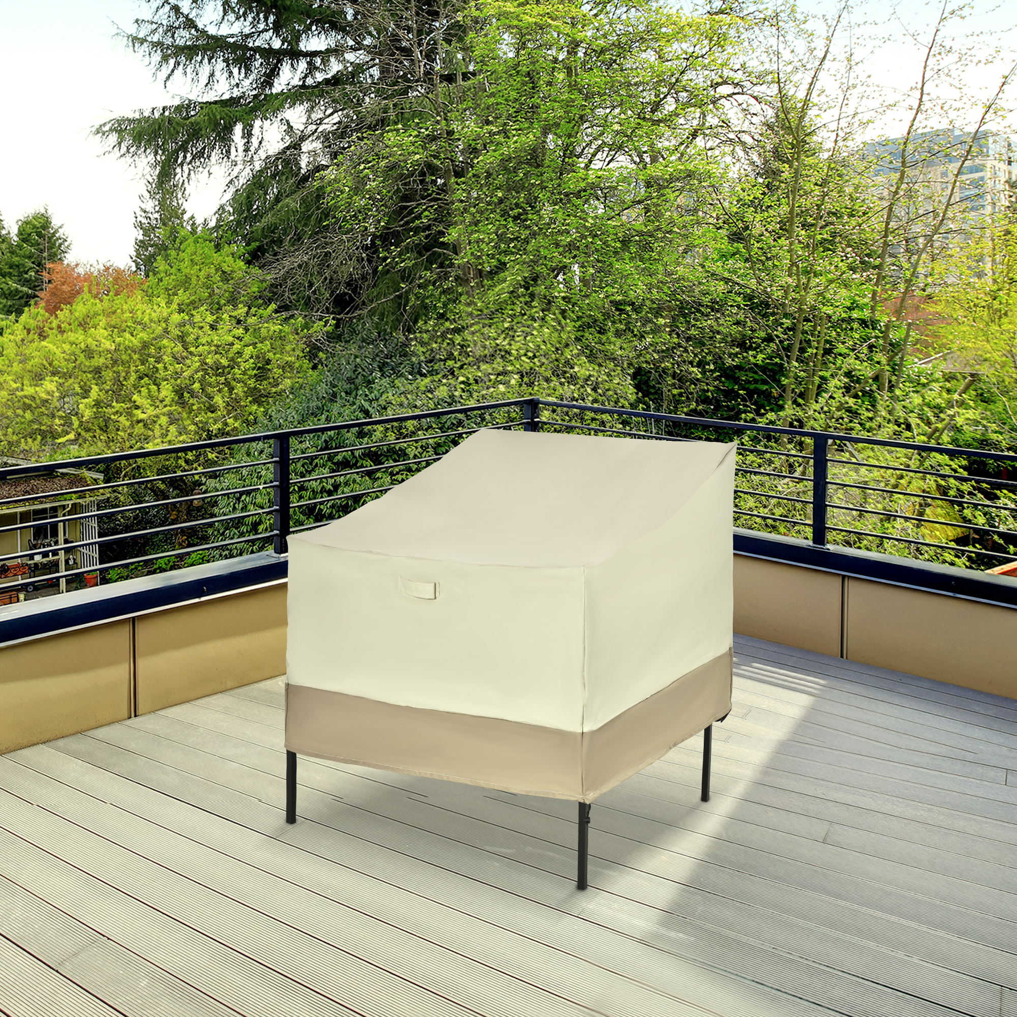 Outsunny Outdoor Furniture Covers Waterproof White 38.2" L x 36.6" W x 24.8"/32.7"H 600D Oxford Cloth Aosom Canada