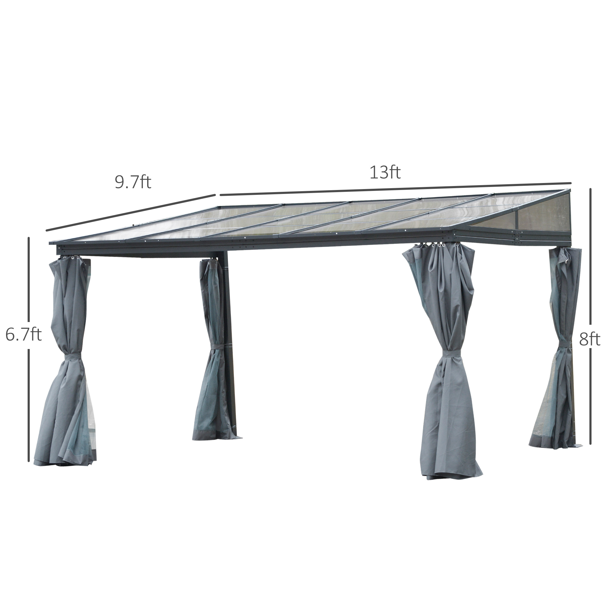 Outsunny 13' x 9.5' x 8' Outdoor Pergola PC Roof Gazebo