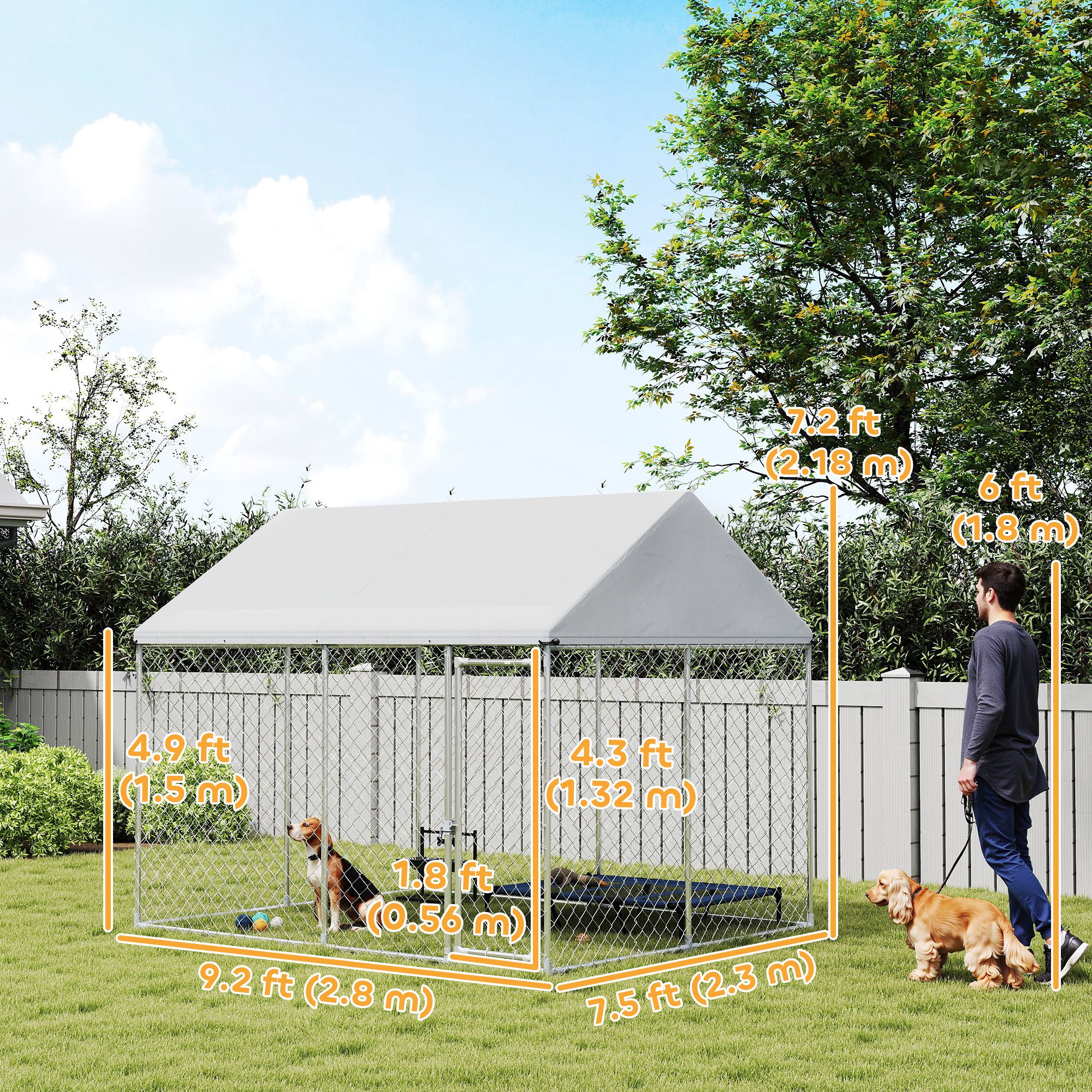 PawHut Heavy Duty Galvanized Steel Outdoor Dog Kennel with