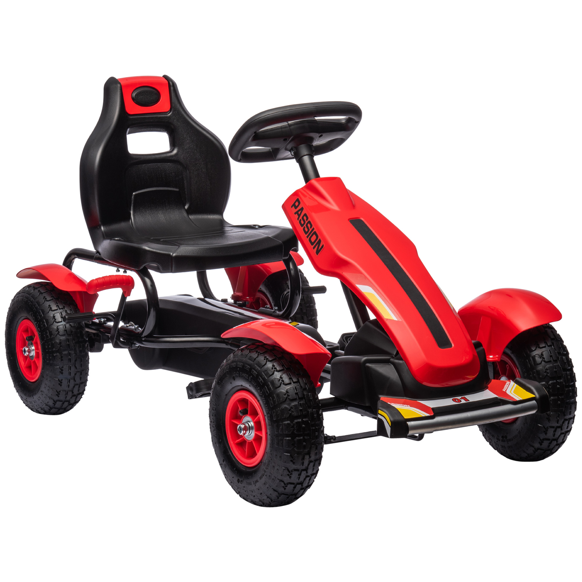 Aosom Kids Pedal Go Kart W/ Adjustable Seat, Rubber Wheels