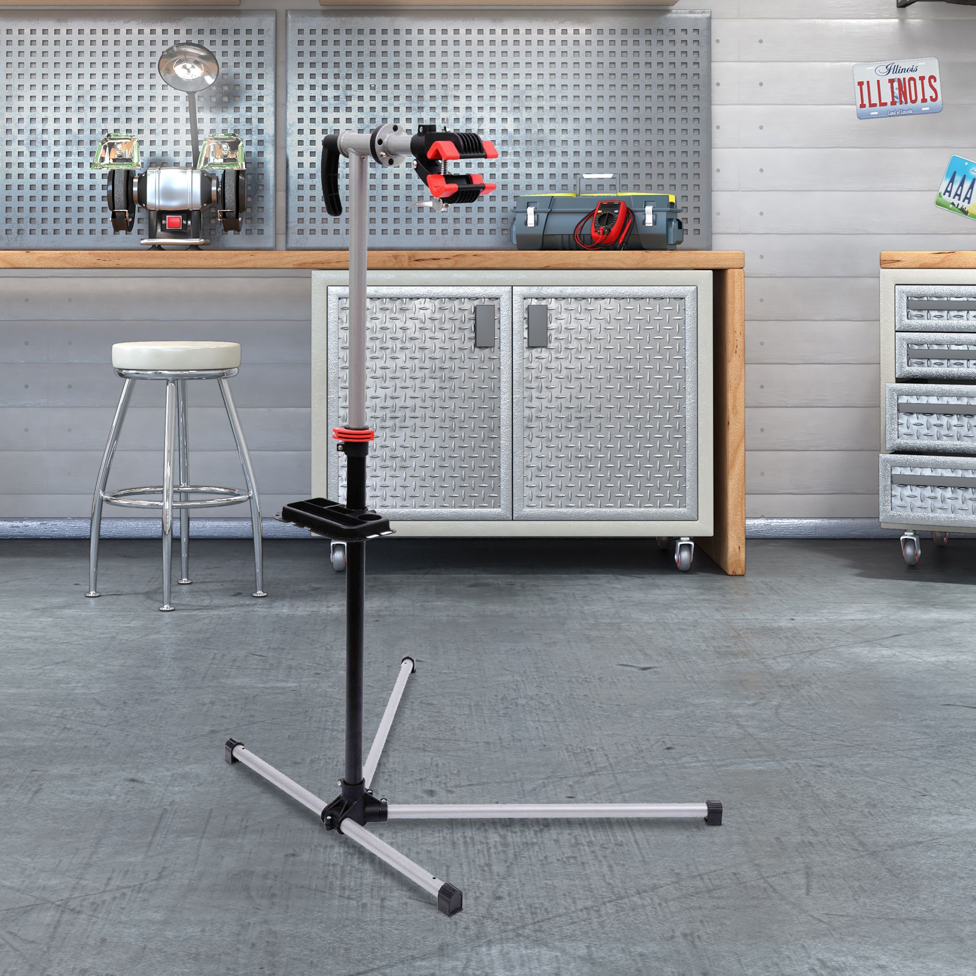 HOMCOM Bike Repair Stand Adjustable 47" To 75" with Tool Tray Bicycle Cycle Maintenance Rack Workstation | Aosom Canada