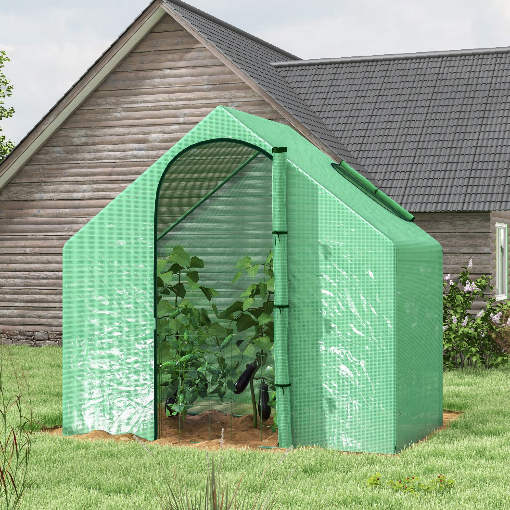 Outsunny Garden Grow Enclosure: 6x3.3x5.5ft Portable Mini Flower Plant Growing Green PVC Tunnel Outdoor Warm House Aosom Canada
