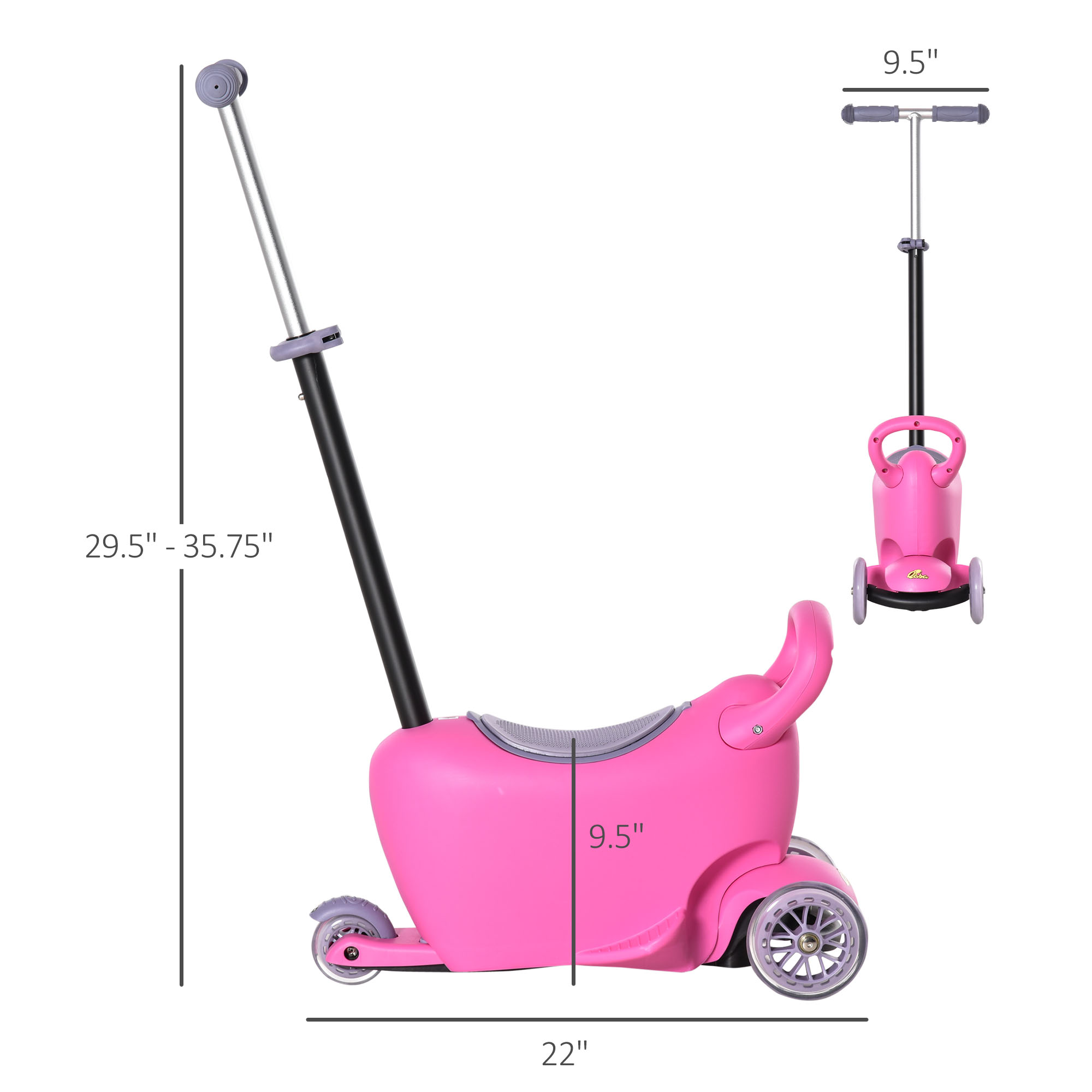 Qaba 3-in-1 Kids Scooter Sliding Walker Push Car 3 Wheels