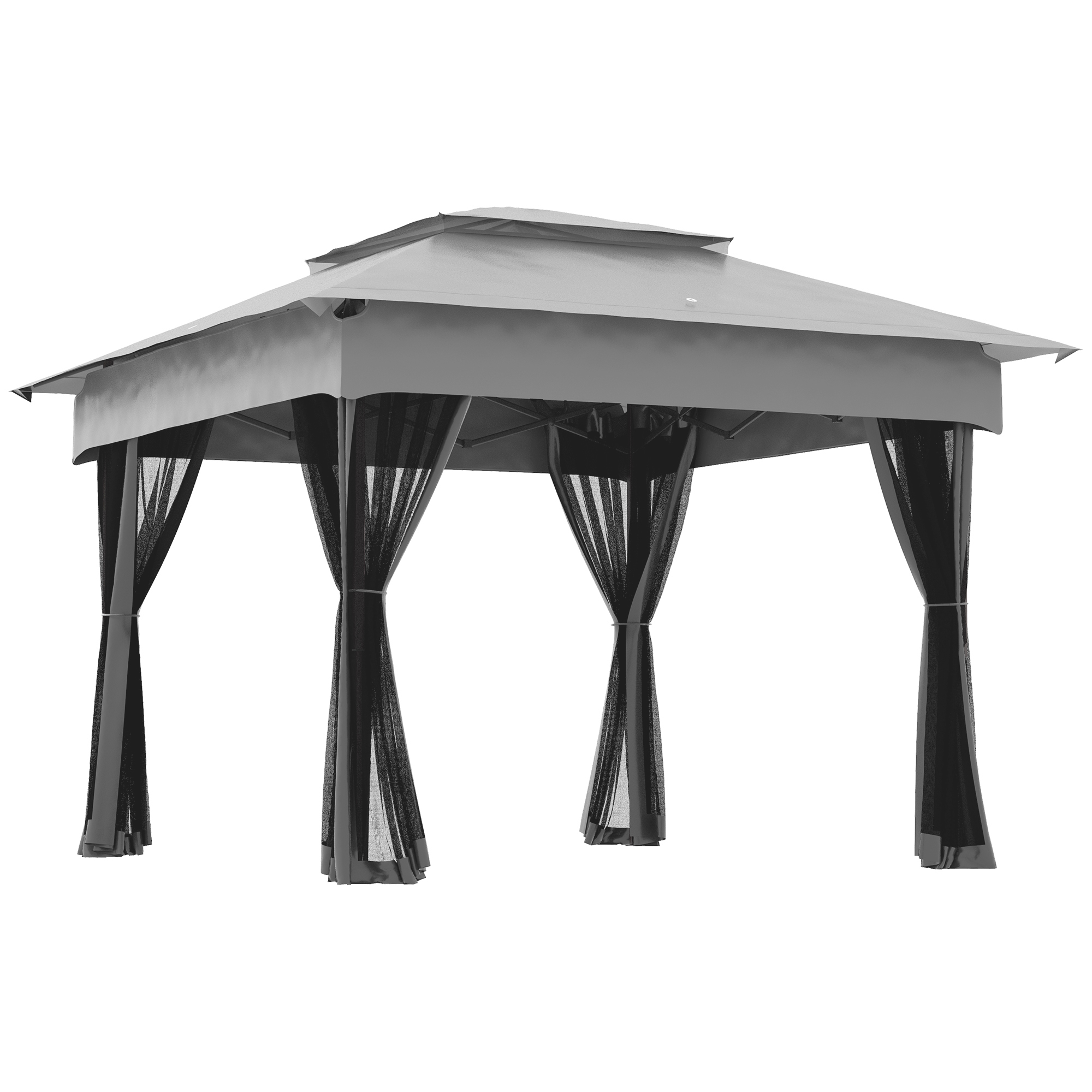 ⑦ aka_tombo_358❀です✩.*˚ Outsunny 11x11 Canopy Gazebo with Mesh, Light Gray | Aosom.com