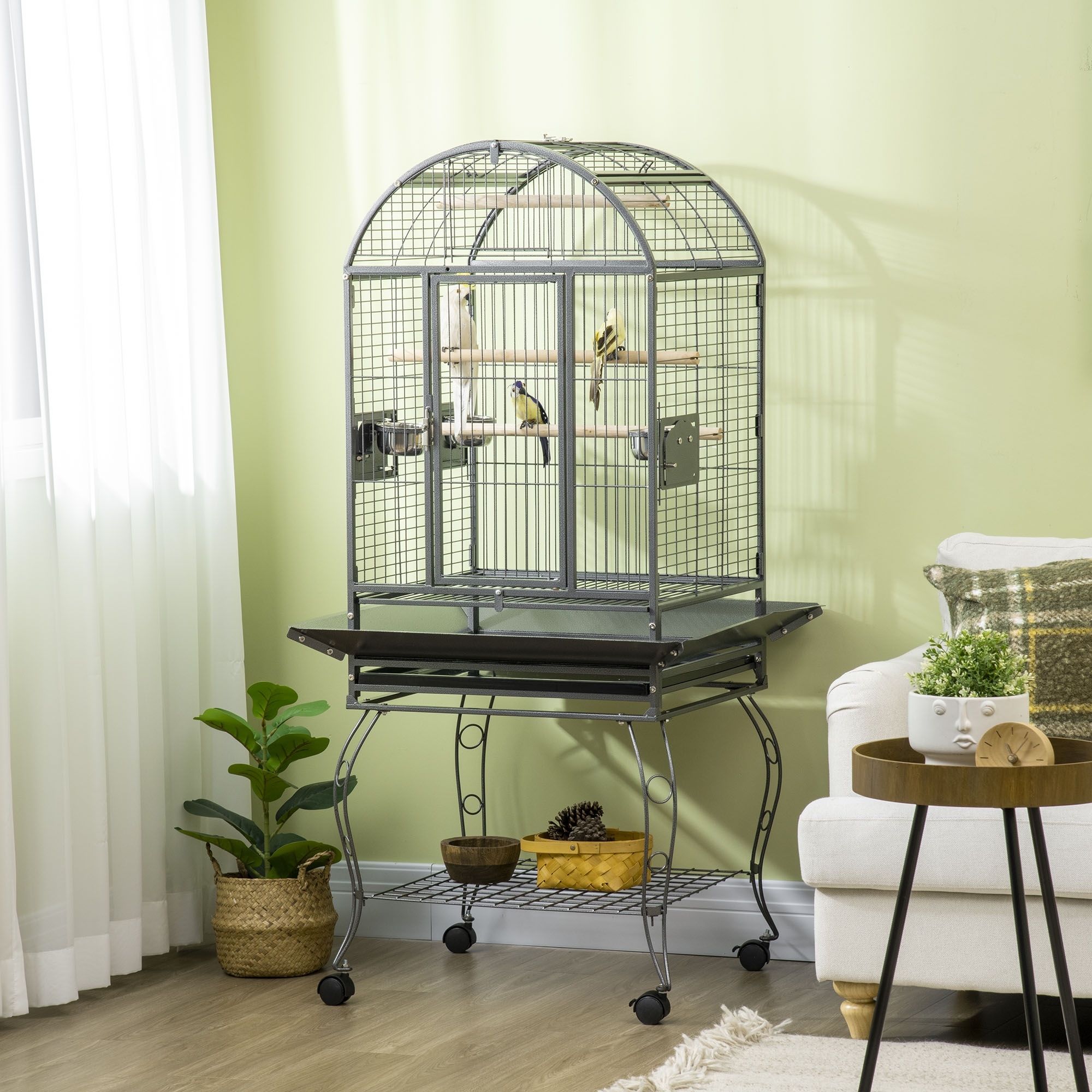 PawHut 66 Bird Cage Parrot Cage For Parakeets Cockatiels Budgies With PawHut 66 Bird Cage Parrot Cage For Parakeets Cockatiels Budgies With