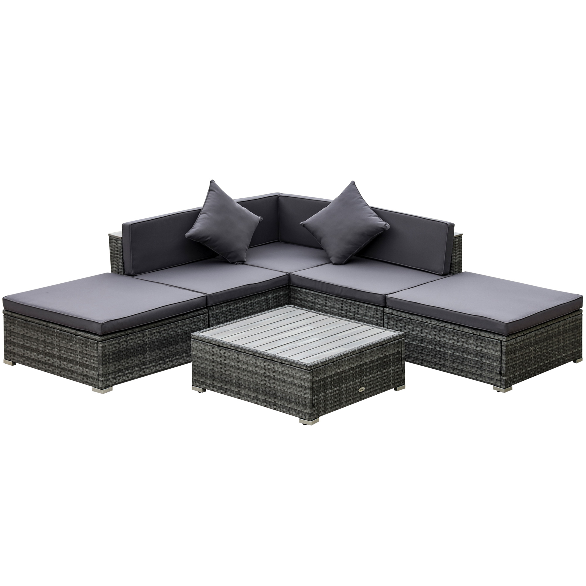 レア　ストーン付　PEANUTS&Co ACME Furniture Wネーム Outsunny 6 Pieces Outdoor PE Rattan Sofa Set, Sectional