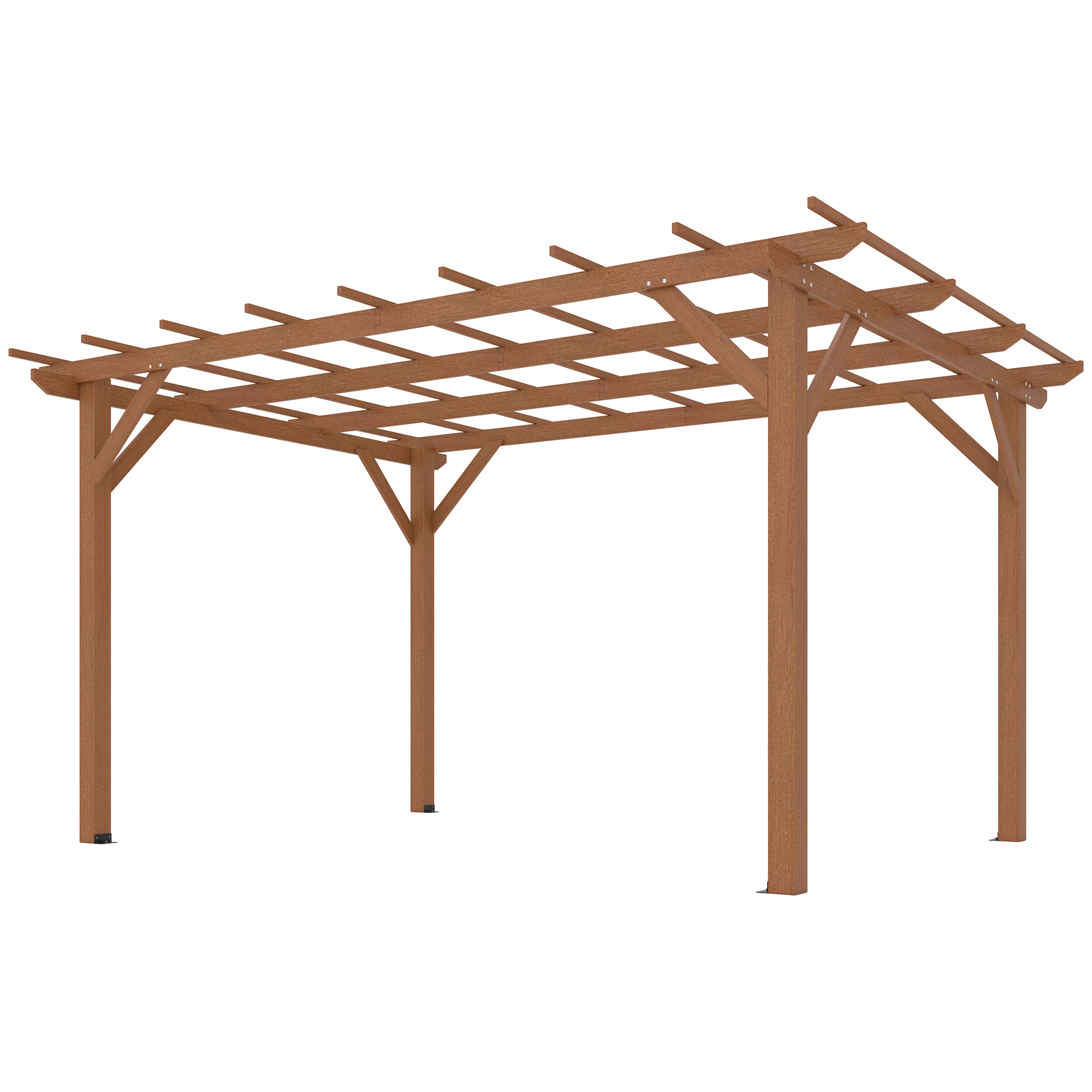 Outsunny 10' x 13' Wood Pergola, Outdoor Gazebo Grape Trellis with Stable Structure for Climbing Plant Support, Dark Brown