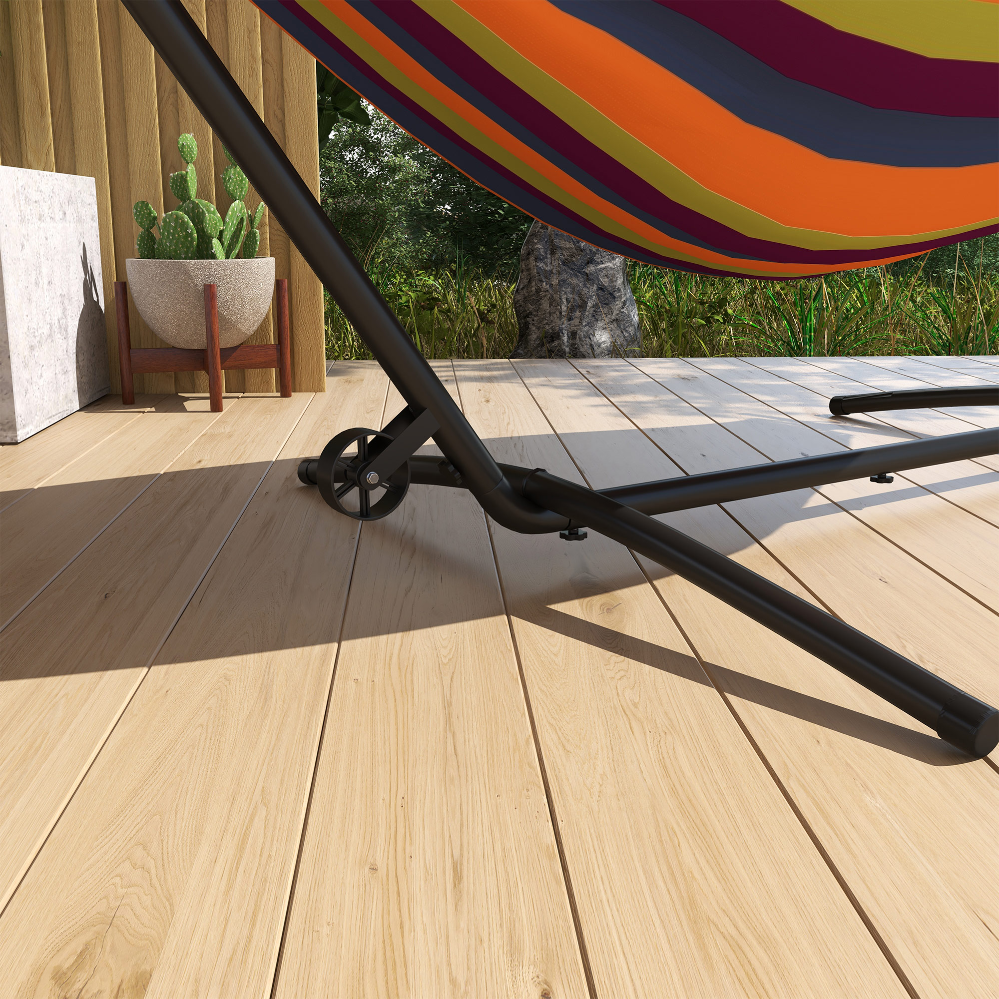 Outsunny 9.5ft Hammock Stand Only, Portable Hammock with Wheels ...