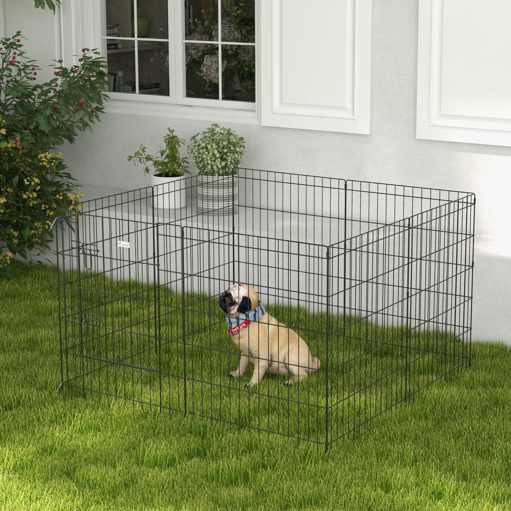 PawHut 30inch Foldable Metal Exercise Pet Playpen Backyard Dog Puppy Kennel Cage 8 Panel Aosom Canada