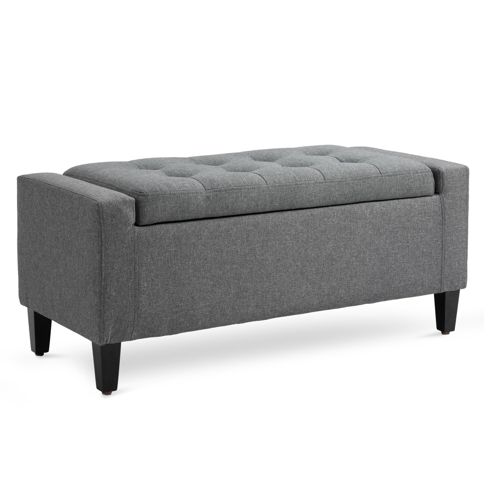 【tom】オットマン HOMCOM Storage Ottoman Bench Linen-Touch Fabric Tufted Chest