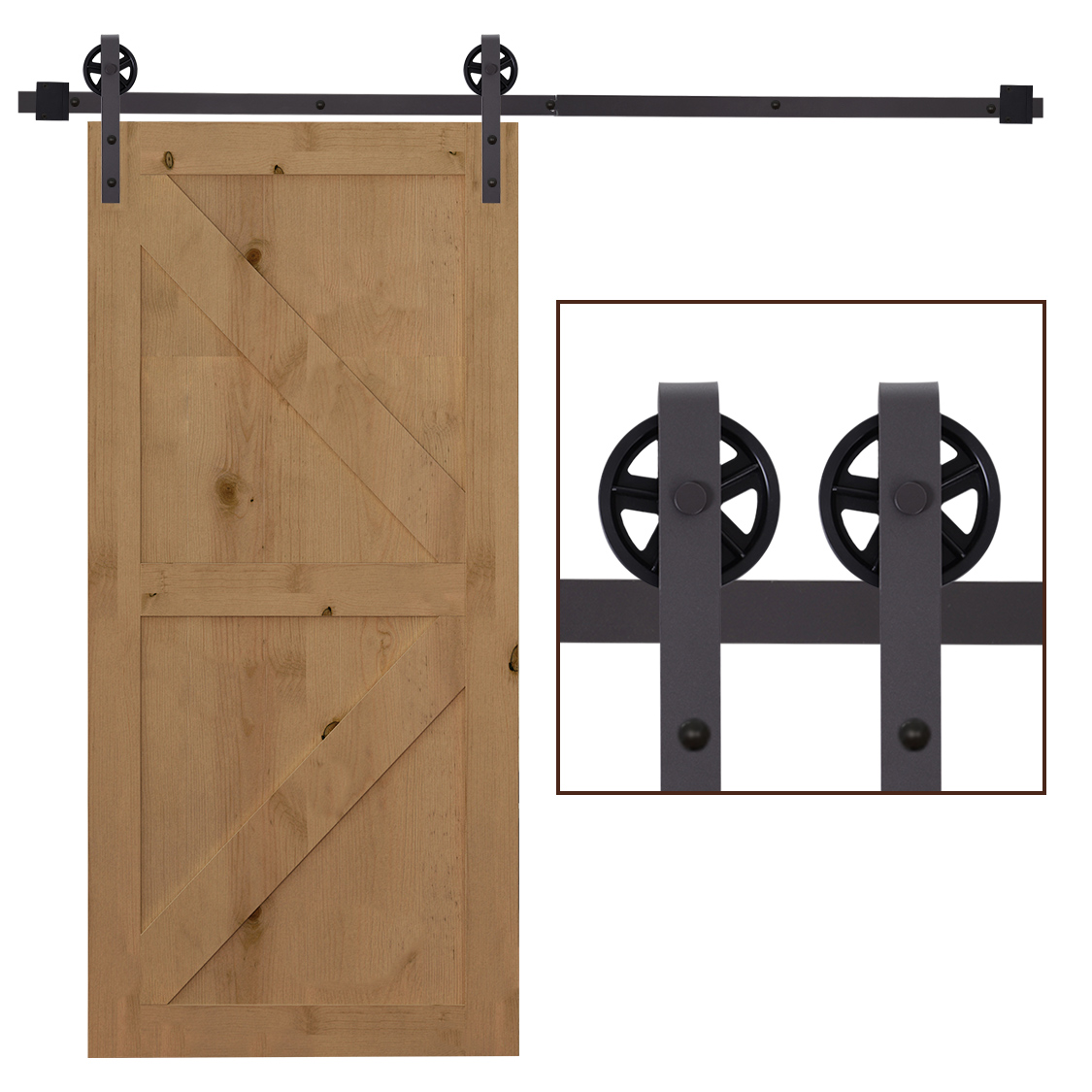 6FT/182cm Sliding Barn Wood Door Hardware Closet Track Kit - View #11