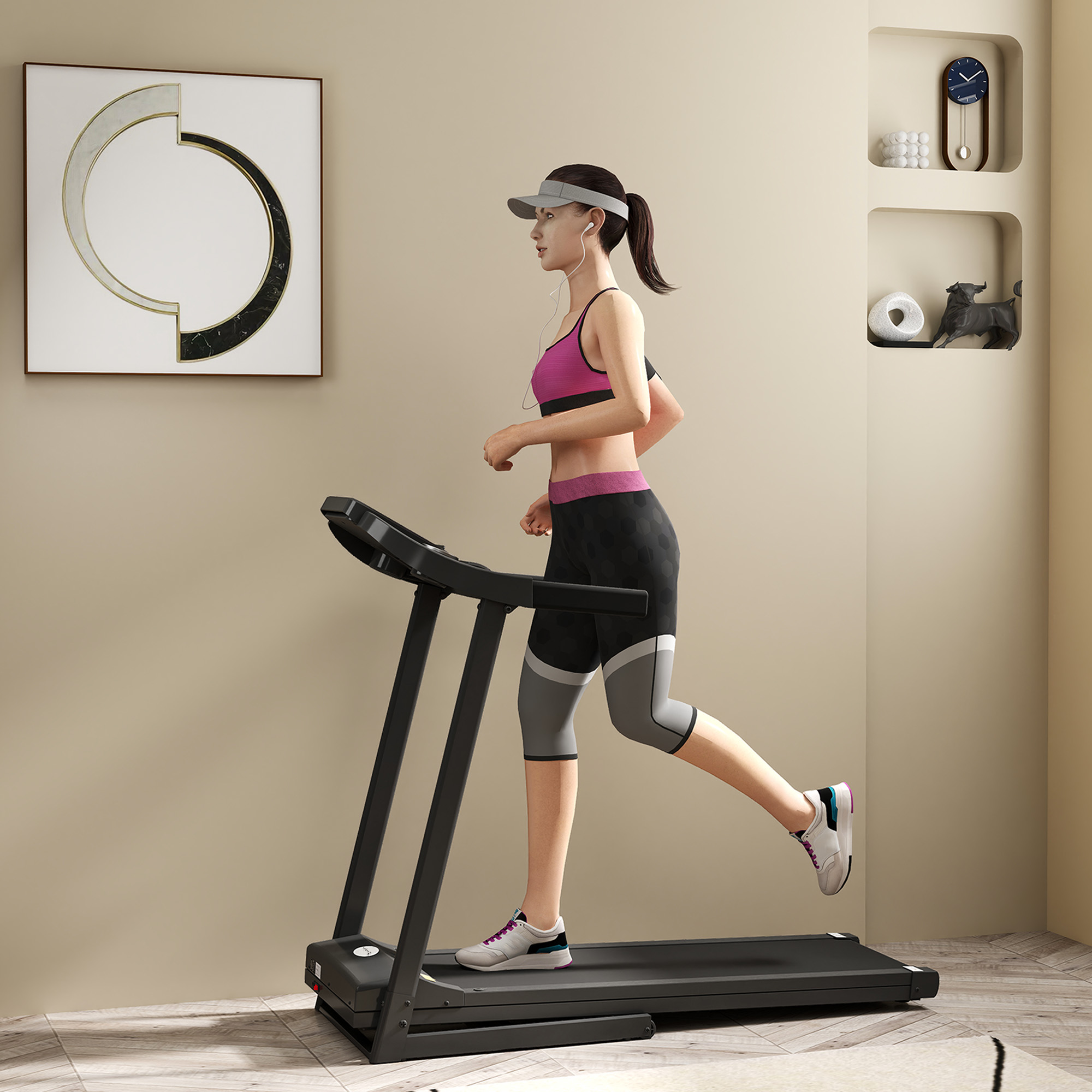 Soozier Treadmill Machine Electric Folding Exercise Running Machine 12 Preset Programs w/ LED Display, Phone Holder for Home Gym Indoor Fitness, Black 0