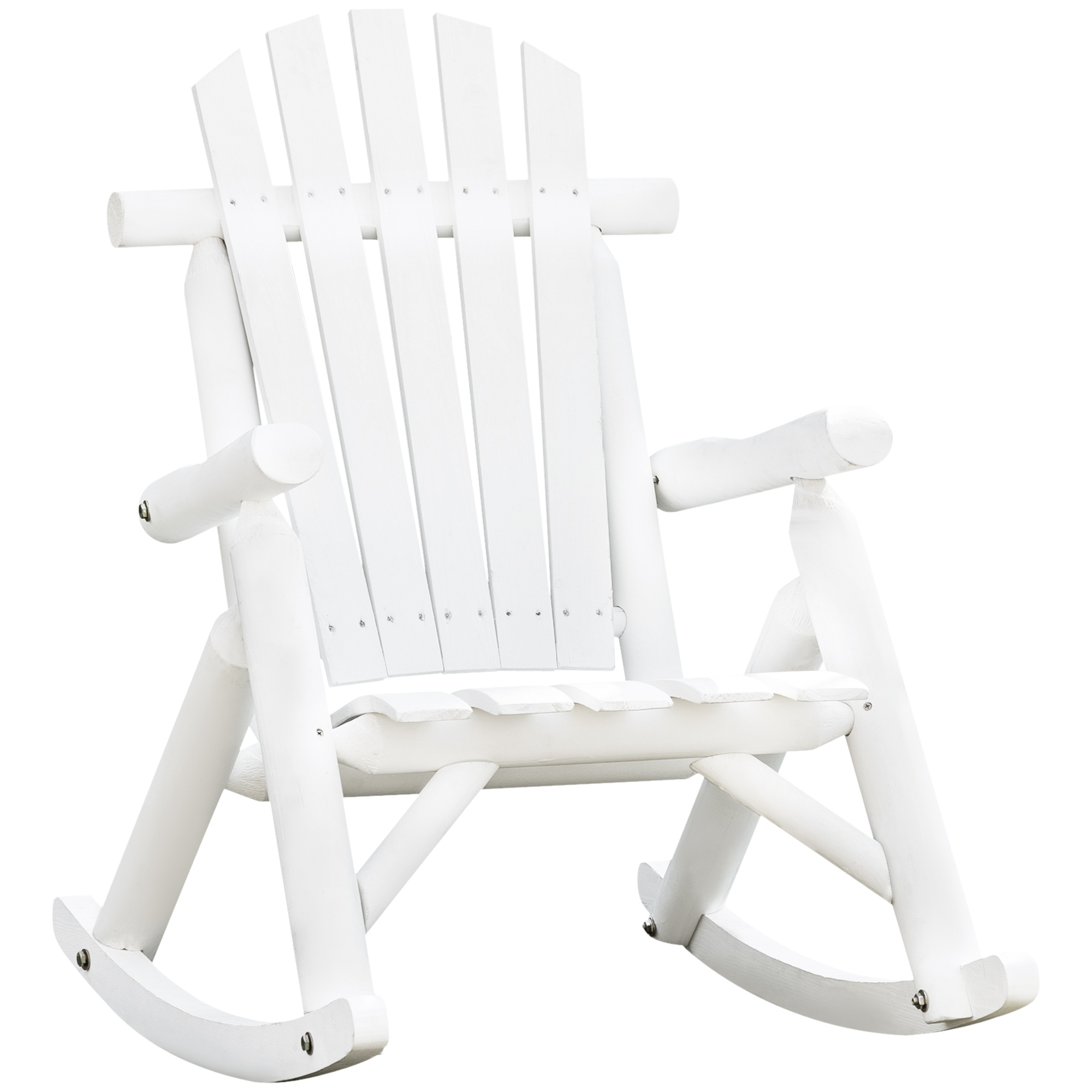 Outsunny Outdoor Wooden Rocking Chair, Single-Person Adirondack Rocking Patio Chair with Rustic High Back, Slatted Seat and Backrest for Indoor, Backy