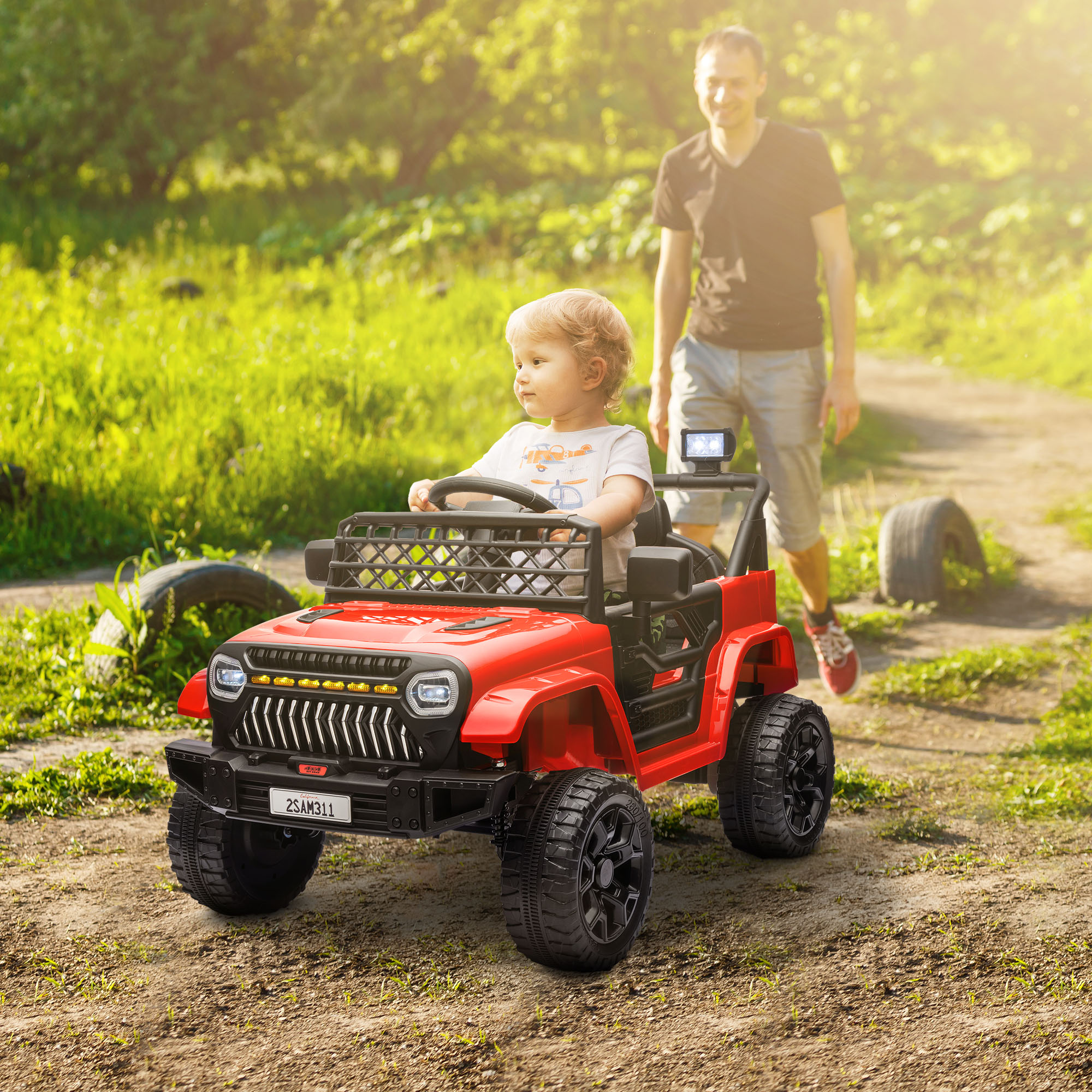 Qaba 12V Ride on Truck, Electric Car for Kids with Remote Control, Suspension, 3 Speeds, USB Music Headlights, Red Aosom Canada