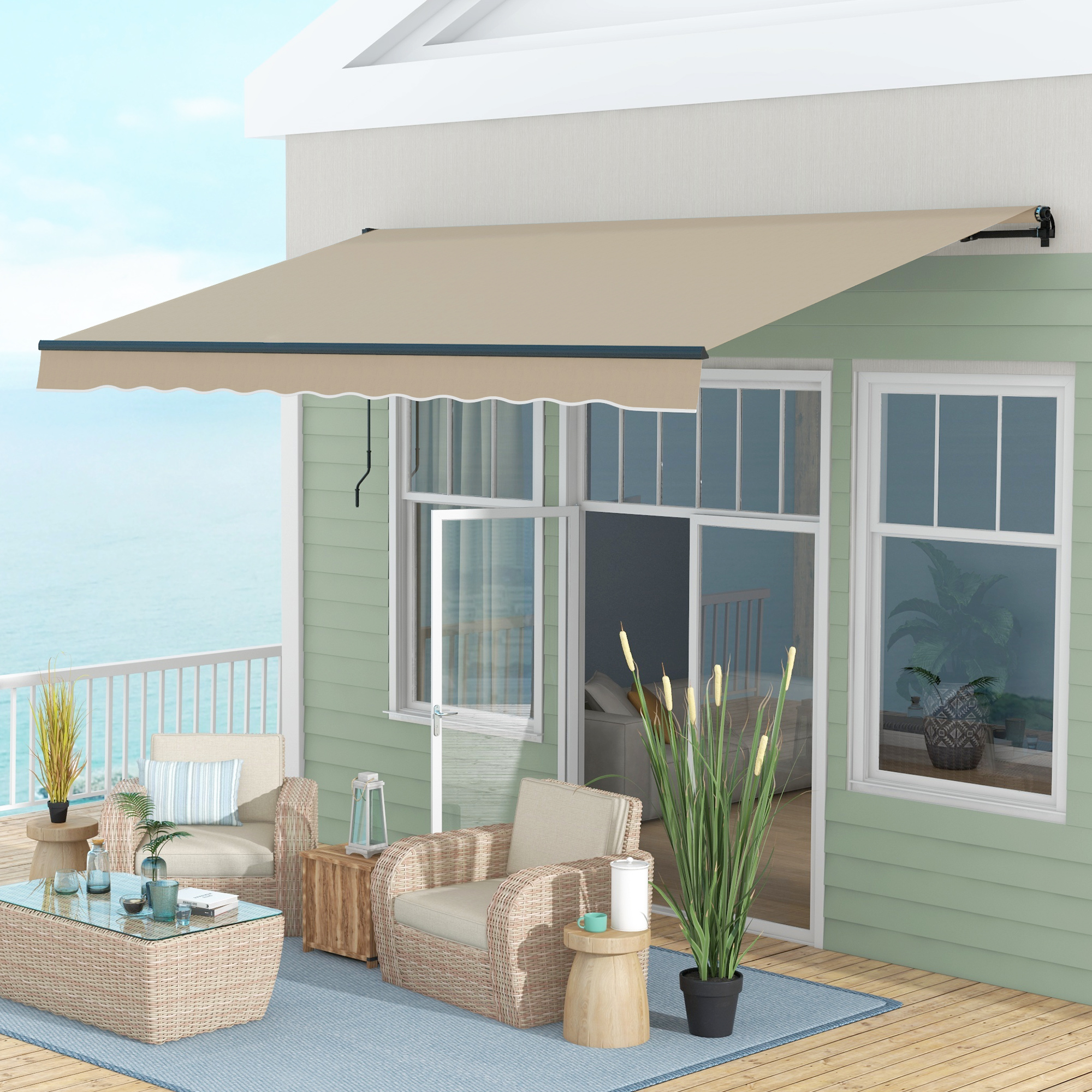 Outsunny 13' x 10' Retractable Awning, 280gsm UV Resistant