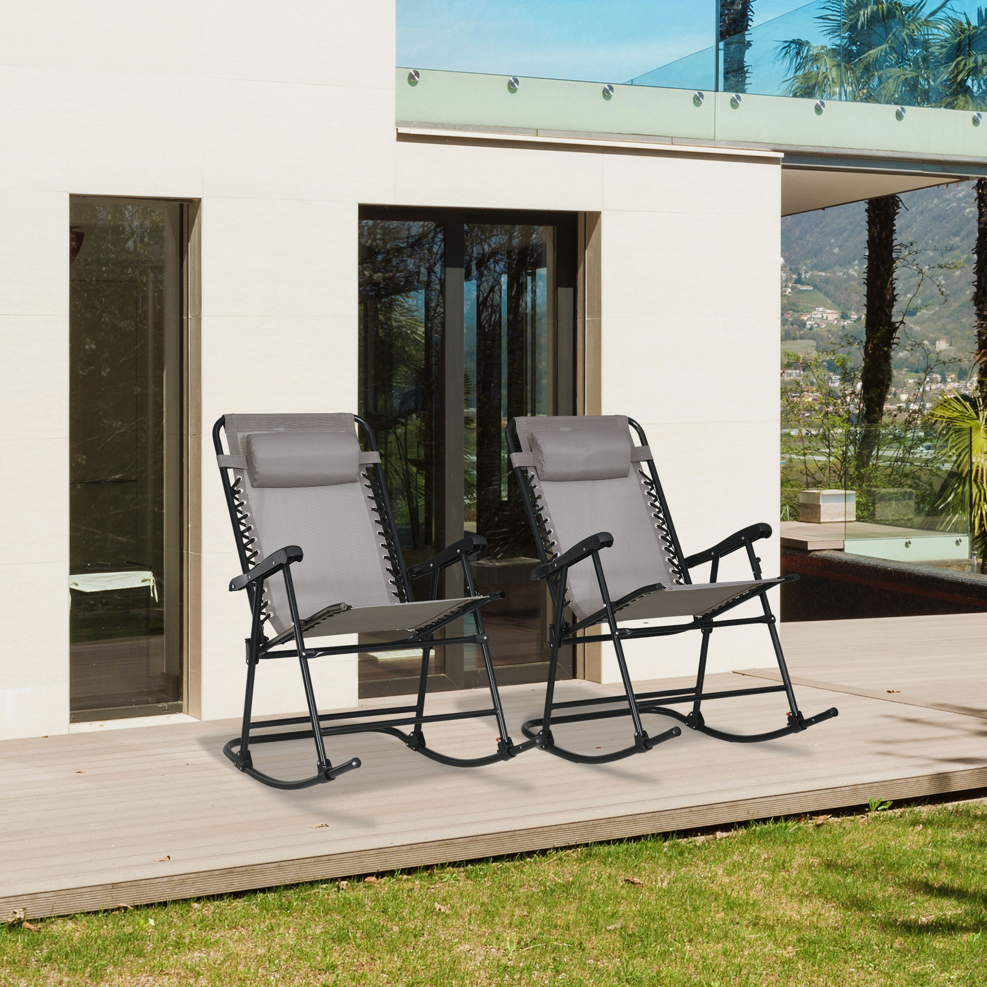 Folding Mesh Outdoor Chairs Martindale Modern Acacia Wood And