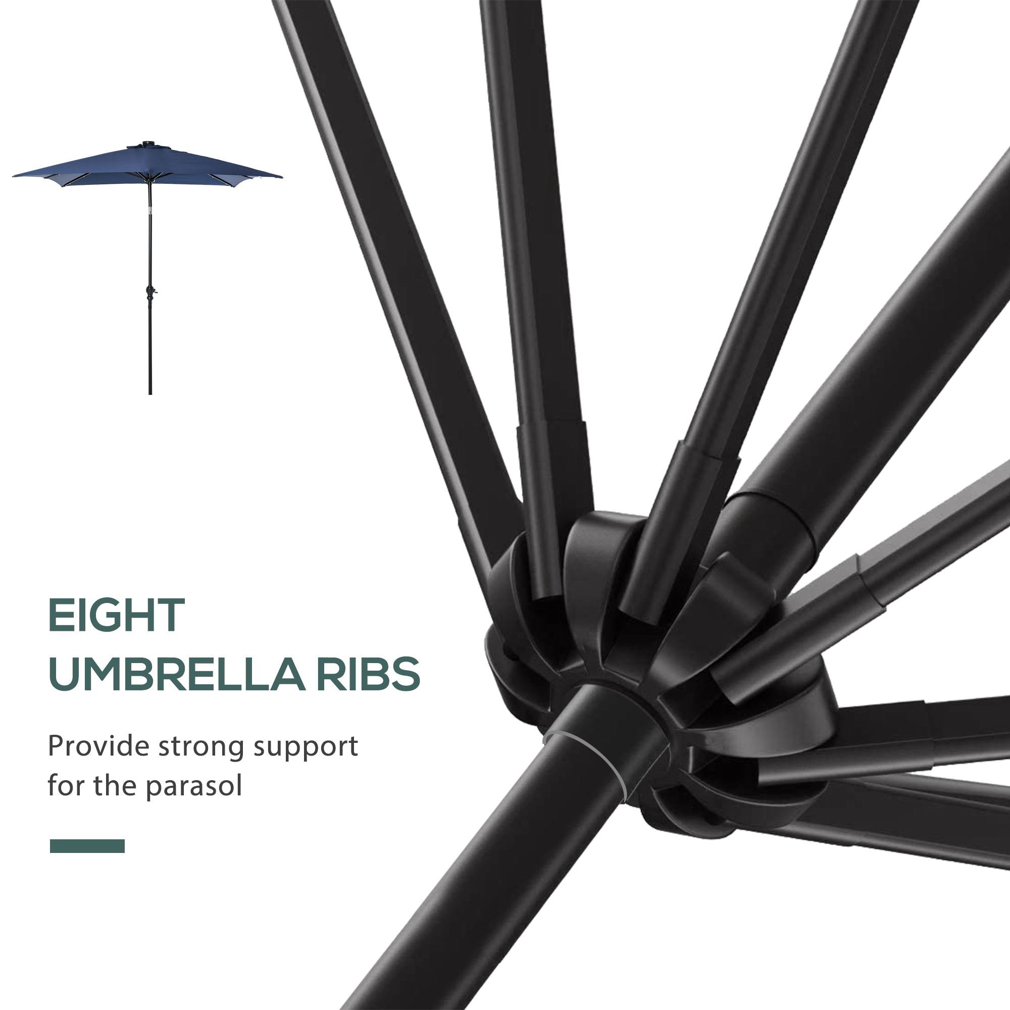 9 x 7 patio umbrella Outsunny 9ft Solar LED Outdoor Table Market Shade Crank Red stop sunburns during the day and sit in an illuminated space by night Outsunny 9' x 7' Solar