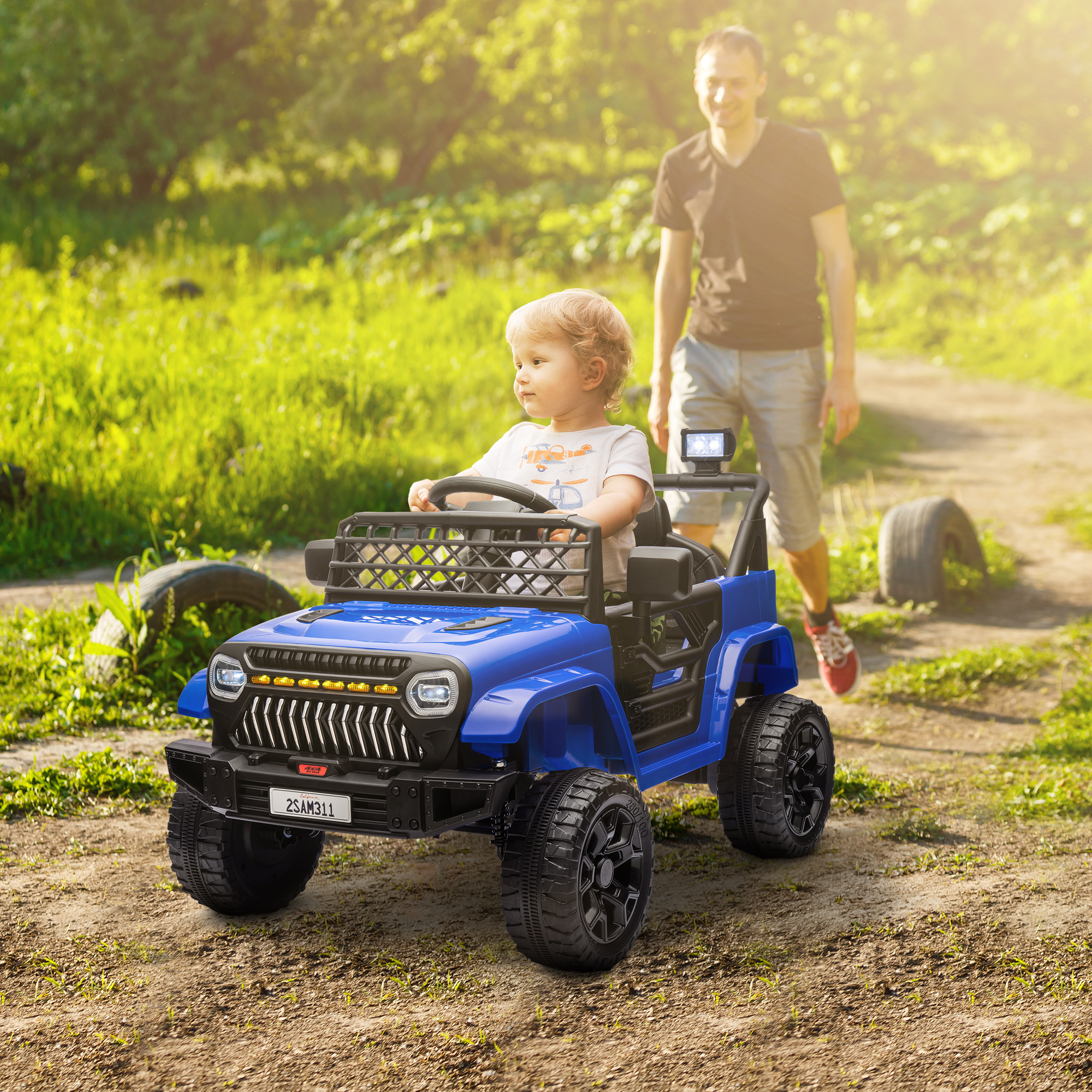 Qaba 12V Ride on Truck, Electric Car for Kids with Remote Control, Suspension, 3 Speeds, USB Music Headlights, Dark Blue Aosom Canada