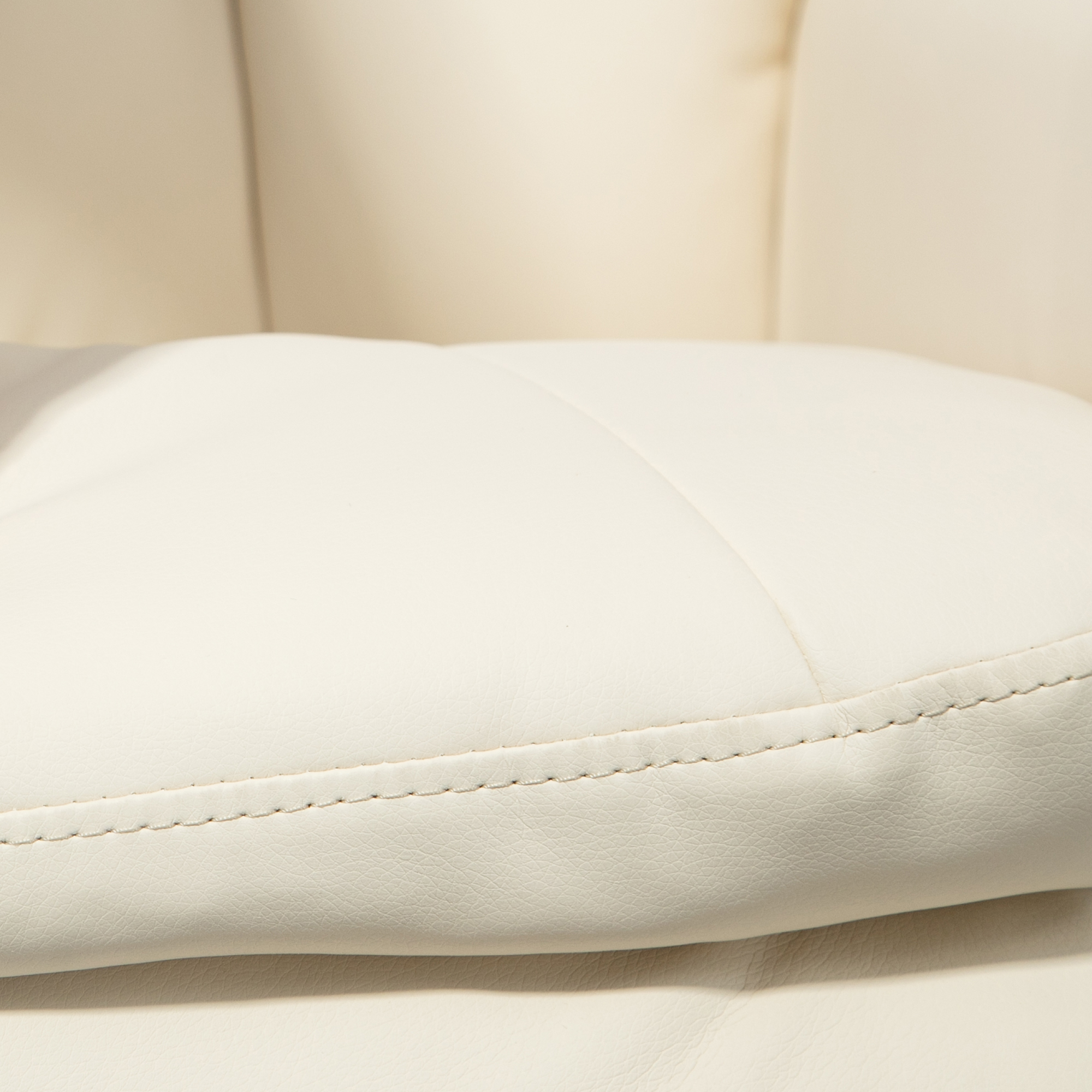 HOMCOM Swivel Recliner Chair with Ottoman, Upholstered Recliner and Footrest with Round Wrapped Base for Living Room, Cream White| Aosom.com 7