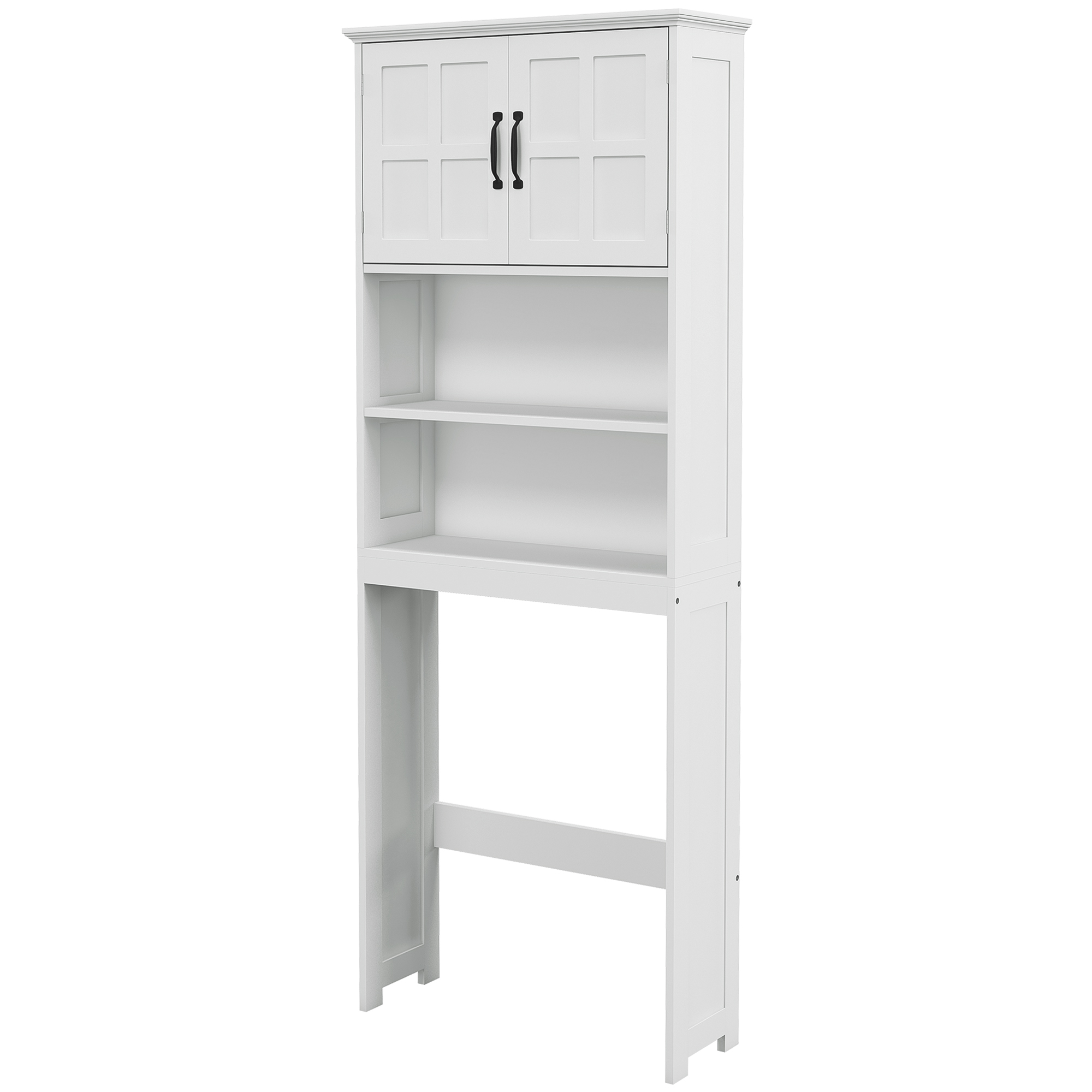 Bath Cabinets Over Toilet with Open Shelves and Double Entry Organizer Unit, Modern Over The Toilet Organizer, White 1