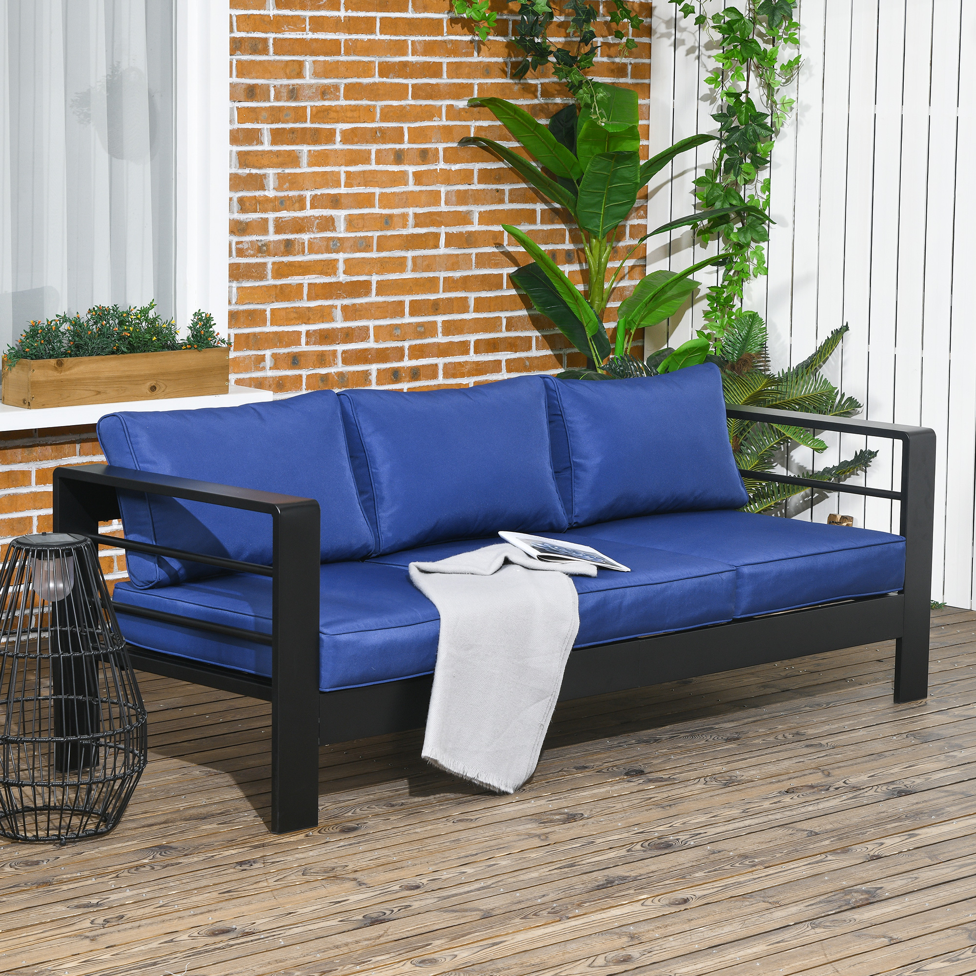 Outsunny Patio Furniture with Cushions, Aluminum Outdoor