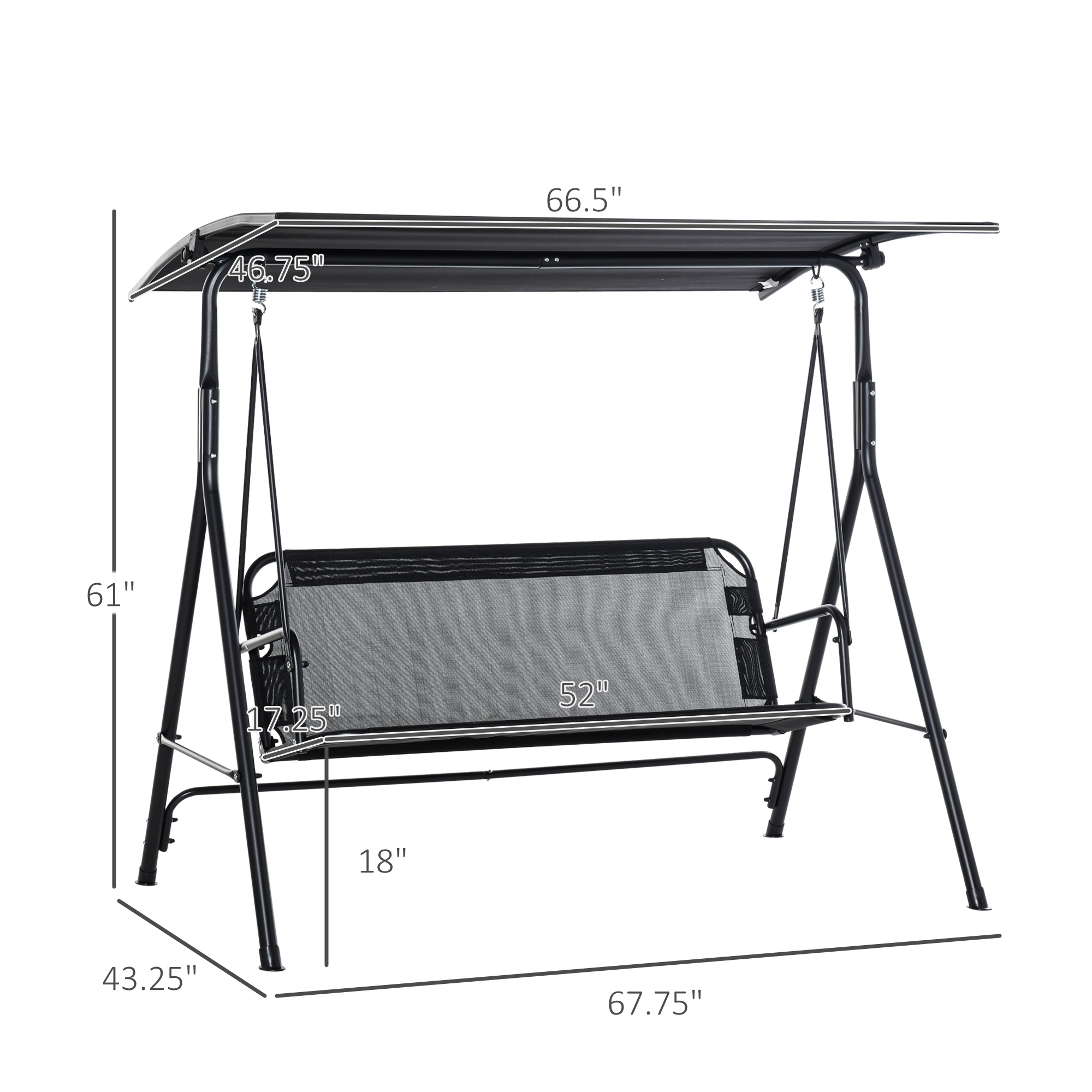 Outsunny 2-Seater Patio Swing Chair, Outdoor Adjustable