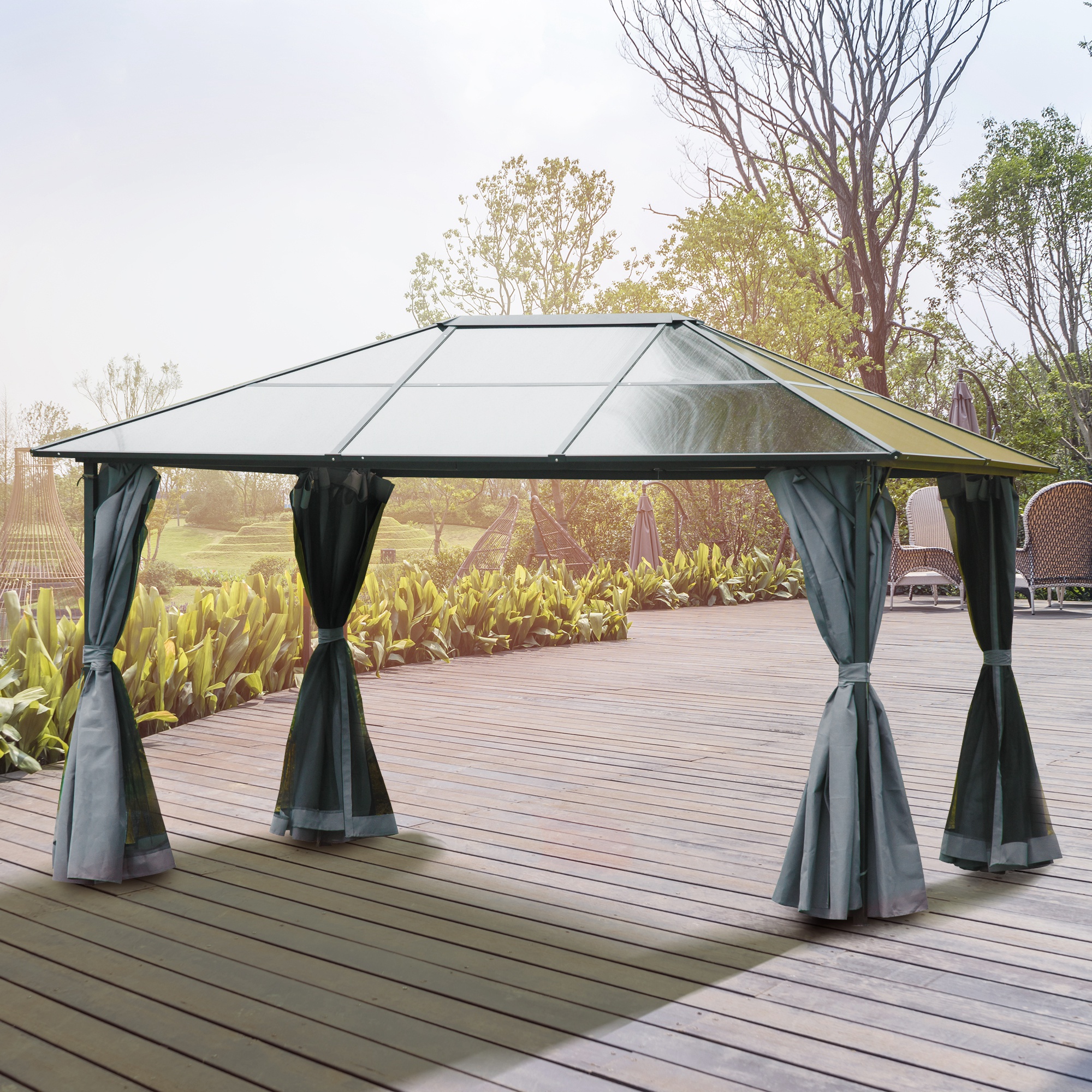 Outsunny 13' x 10' Garden Aluminum Gazebo Hardtop Roof