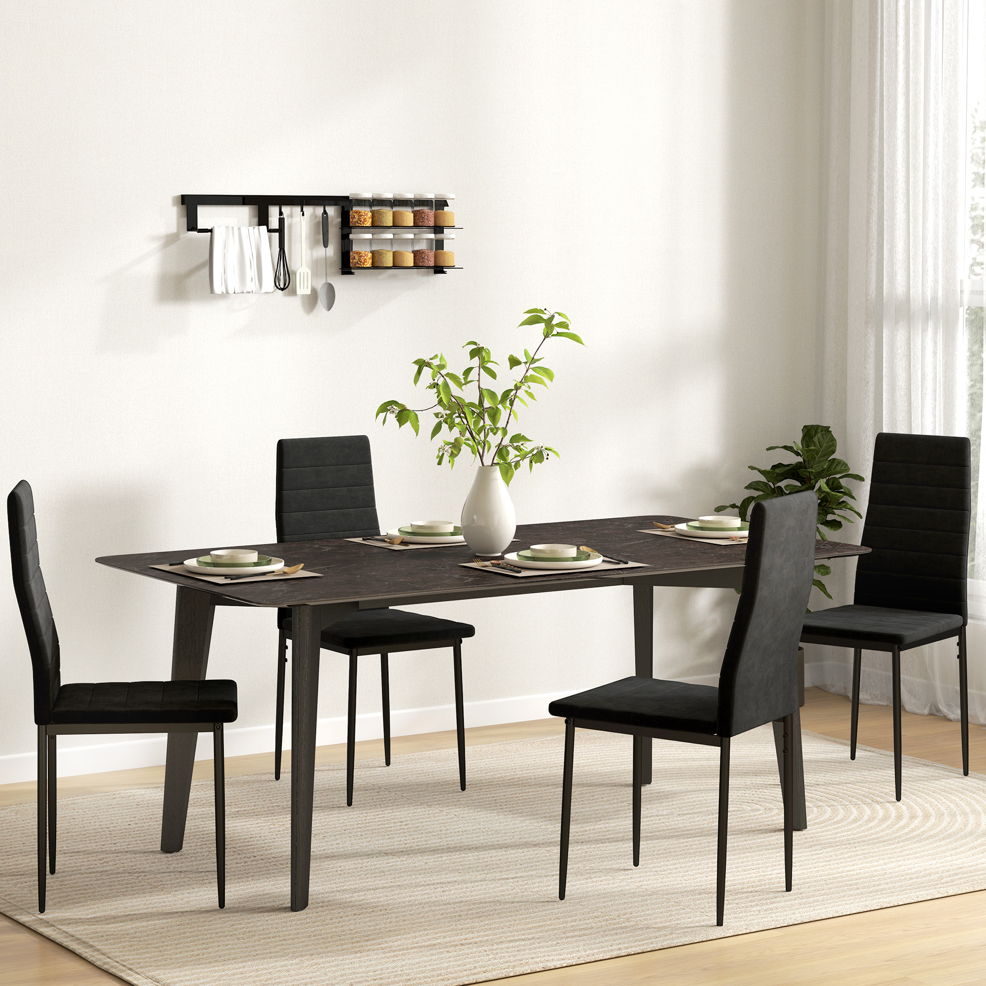 HOMCOM Modern Dining Chairs Set of 4, High Back Upholstery and Metal Legs for the Living Room, Kitchen, Home Office, Black Aosom Canada