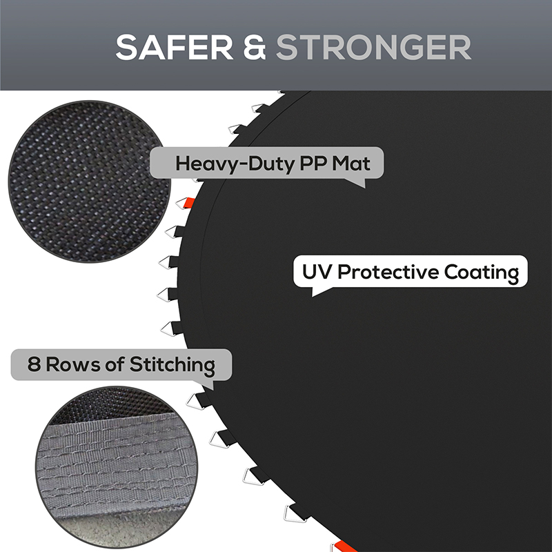 Soozier Trampoline Mat Replacement, Fits 12'/14' Trampoline with 72/80 V-Hooks & 5.5" Springs, Black | Aosom.com 3