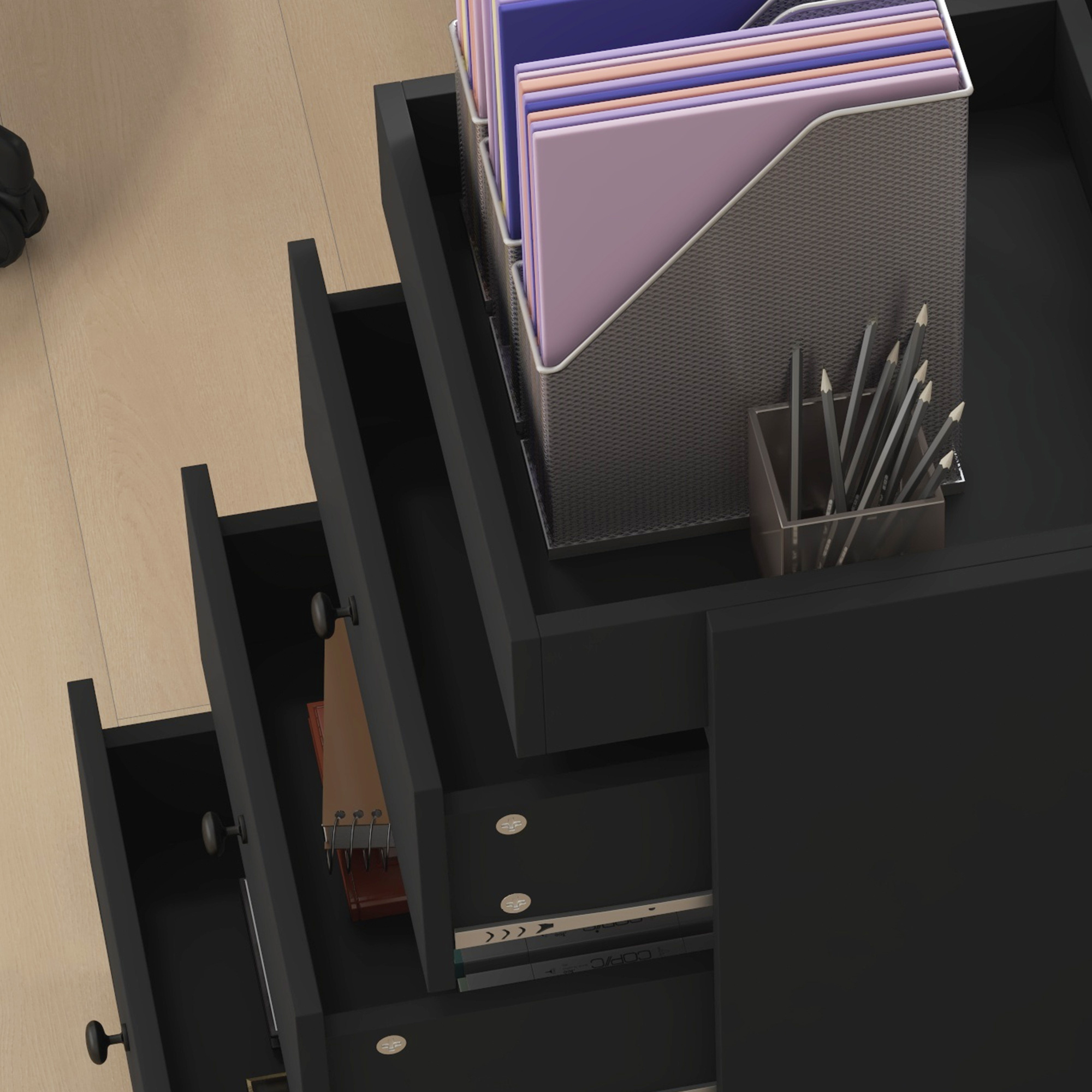 2 Piece Value Pack 4 Drawer And Mobile 2 Drawer File Cabinet In Black - Foto 6