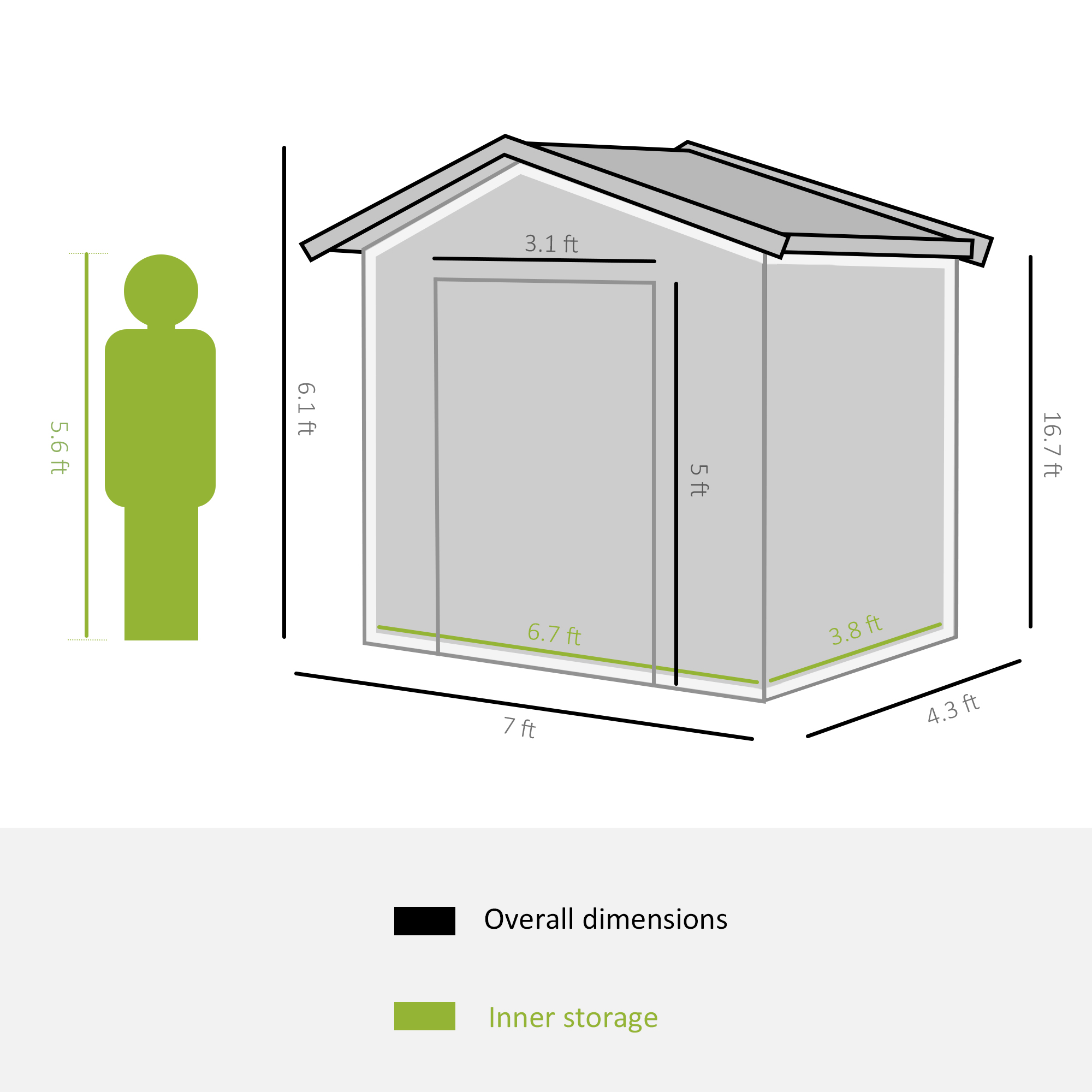 Outsunny 7' x 4' x 6' Metal Outdoor Shed Organizer & Garden
