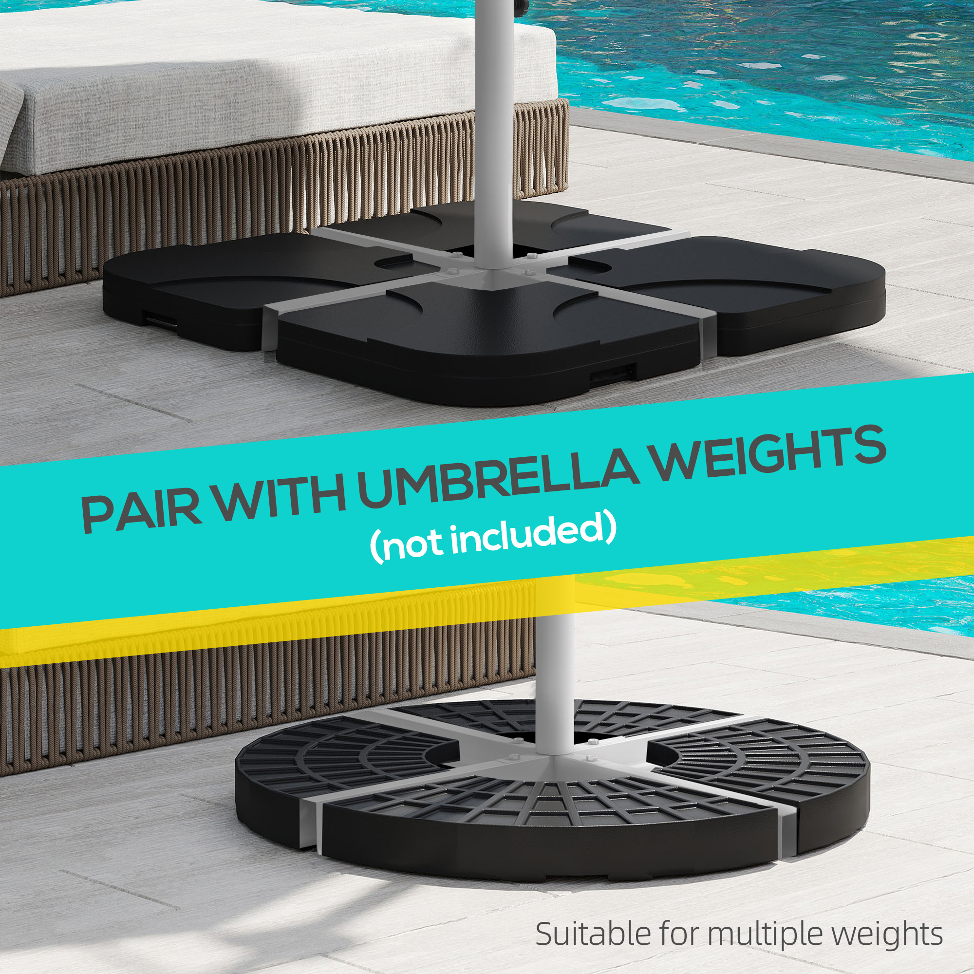 Outdoor Universal Cross Brace Stand for Small Offset Umbrella or Large Market Umbrella, Black main image 1