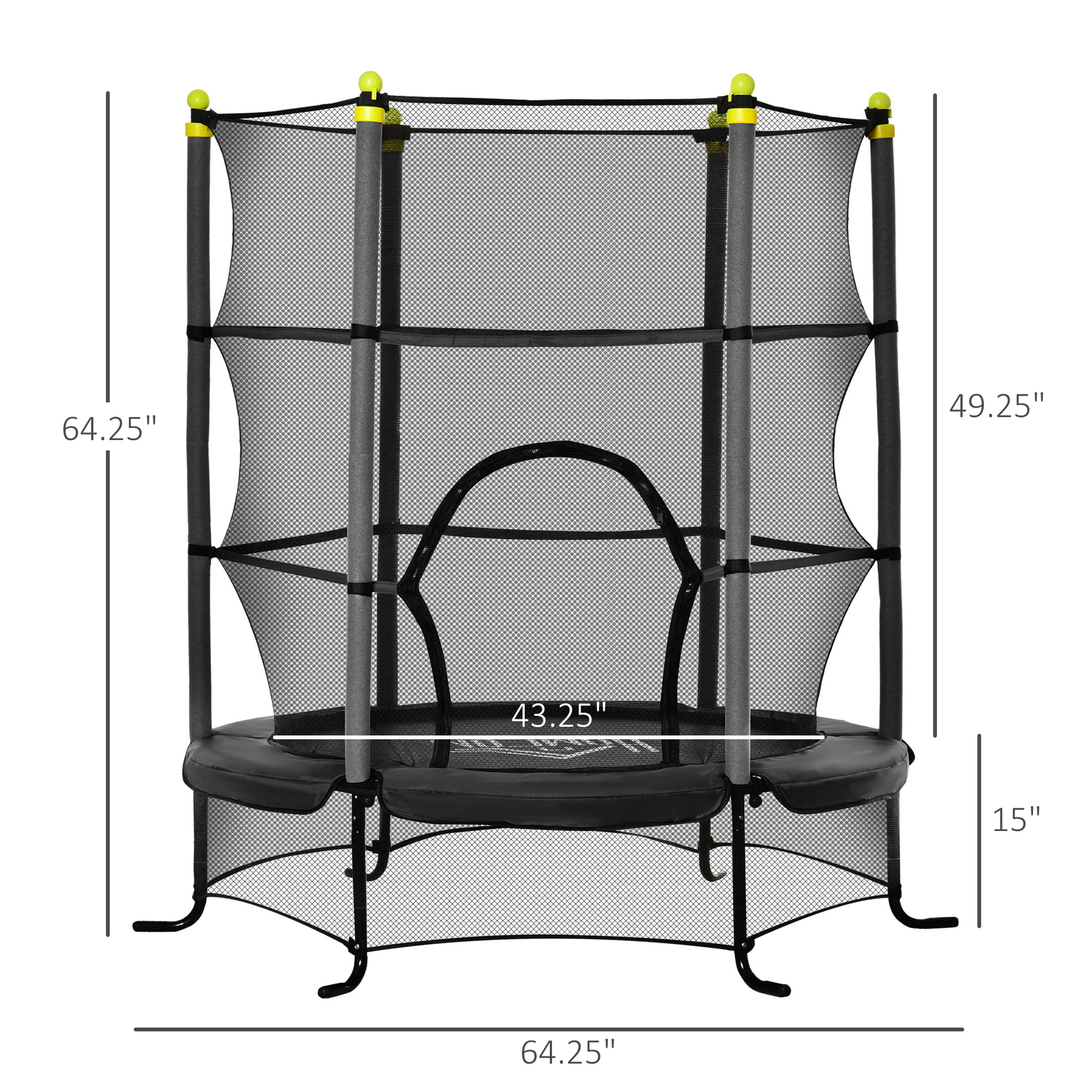 Soozier 5.3FT Kids Trampoline with Safety Enclosure, Black, Indoor/Outdoor Use for Ages 3-10 | Aosom.com 1